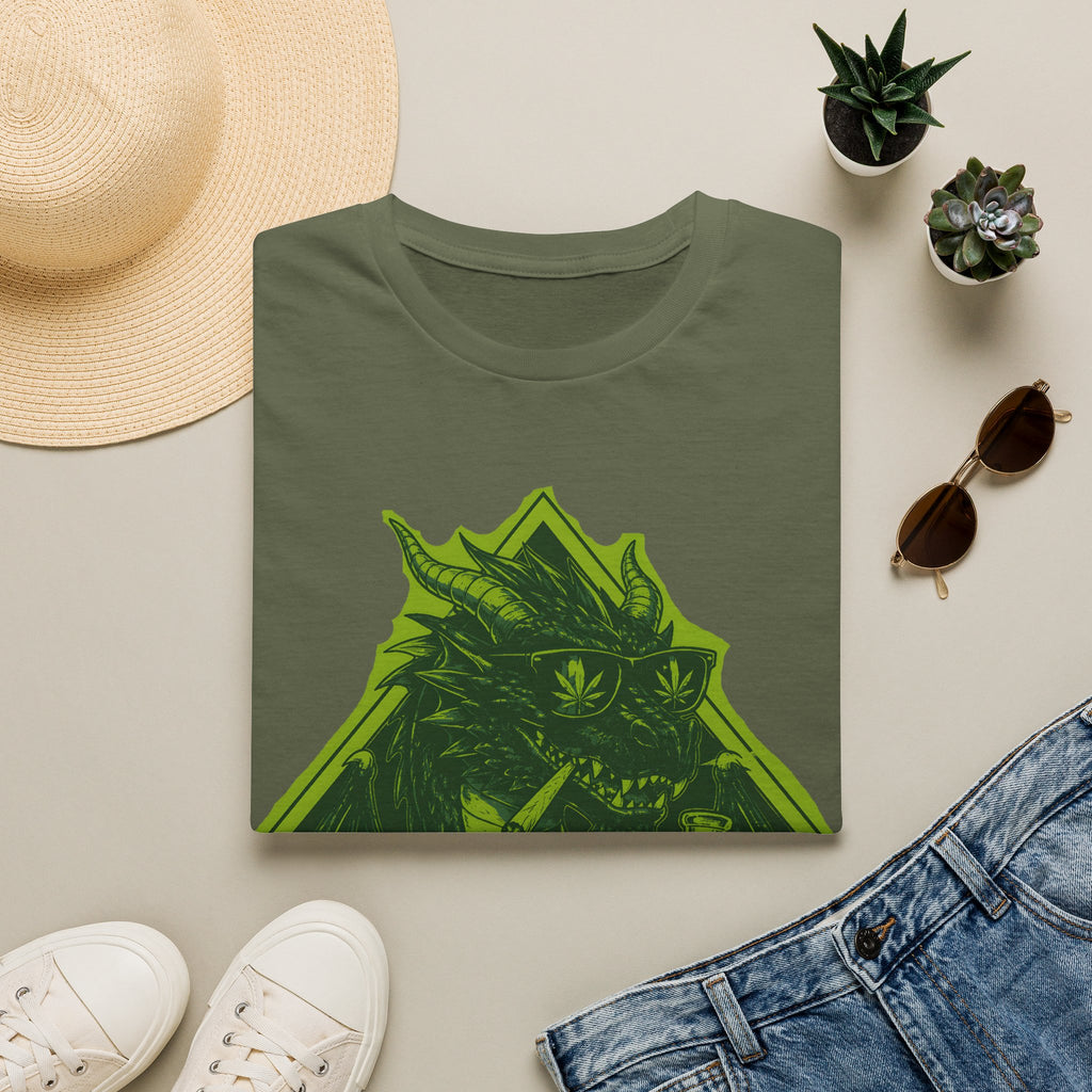 Dragon Lighter Graphic T-Shirt — Neon Green Dragon with Sunglasses