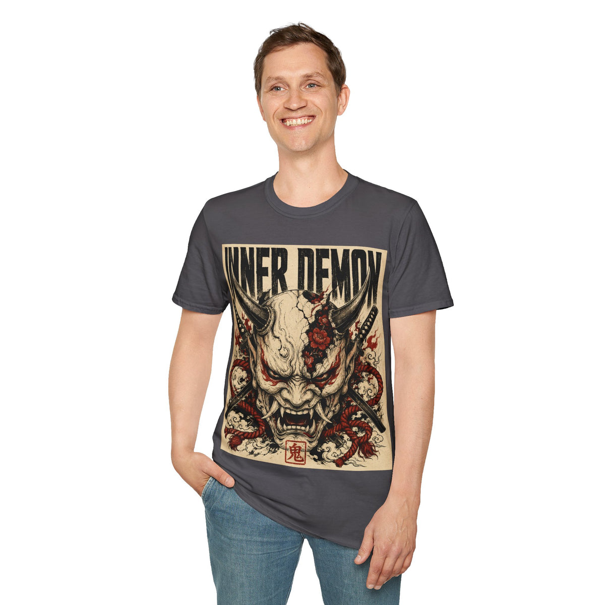 Inner Demon Graphic T-Shirt — Horror Skull Oni Design