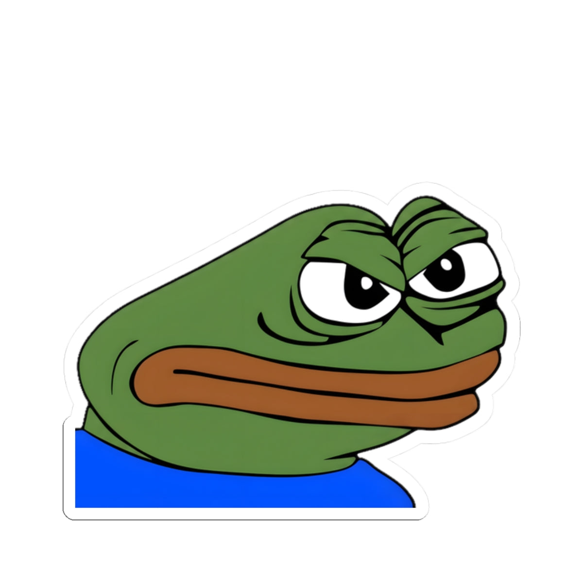 Pepe Frog Sticker — Grumpy Meme Kiss-Cut Vinyl Laptop Decal
