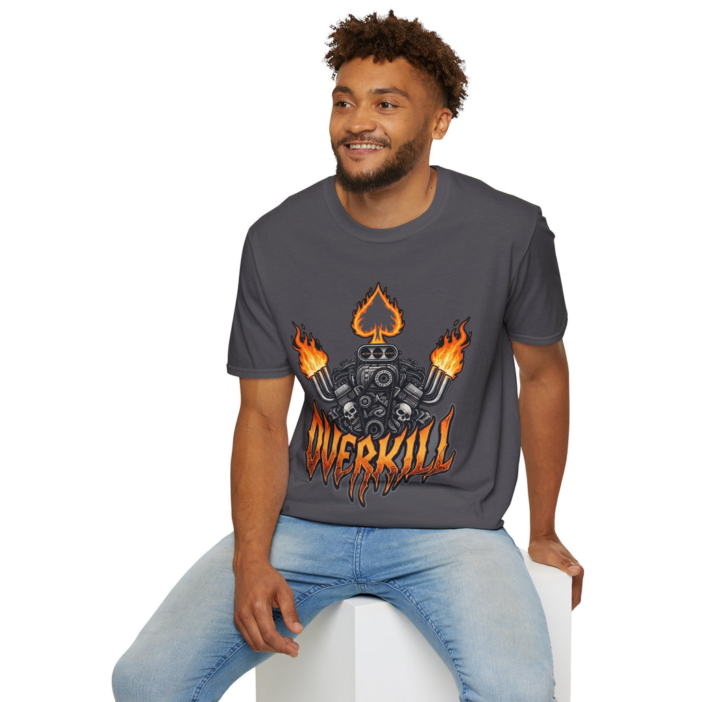 Flaming Ace Engine Motorhead Inspired T‑Shirt — Overkill Motorcycle Design