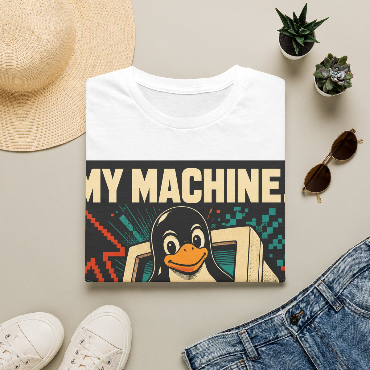 Retro Tux Penguin Tee — "My Machine, My Rules" Vintage Computer T-Shirt