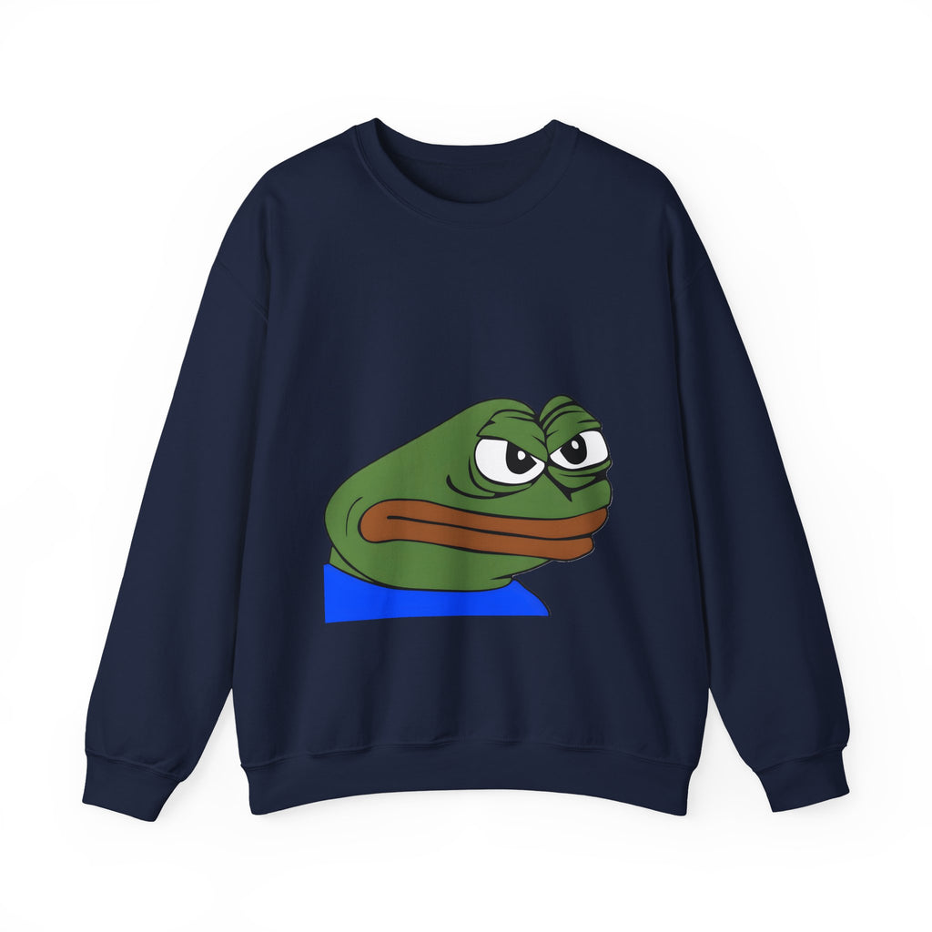 Pepe Meme Crewneck Sweatshirt — Grumpy Frog Graphic Pullover