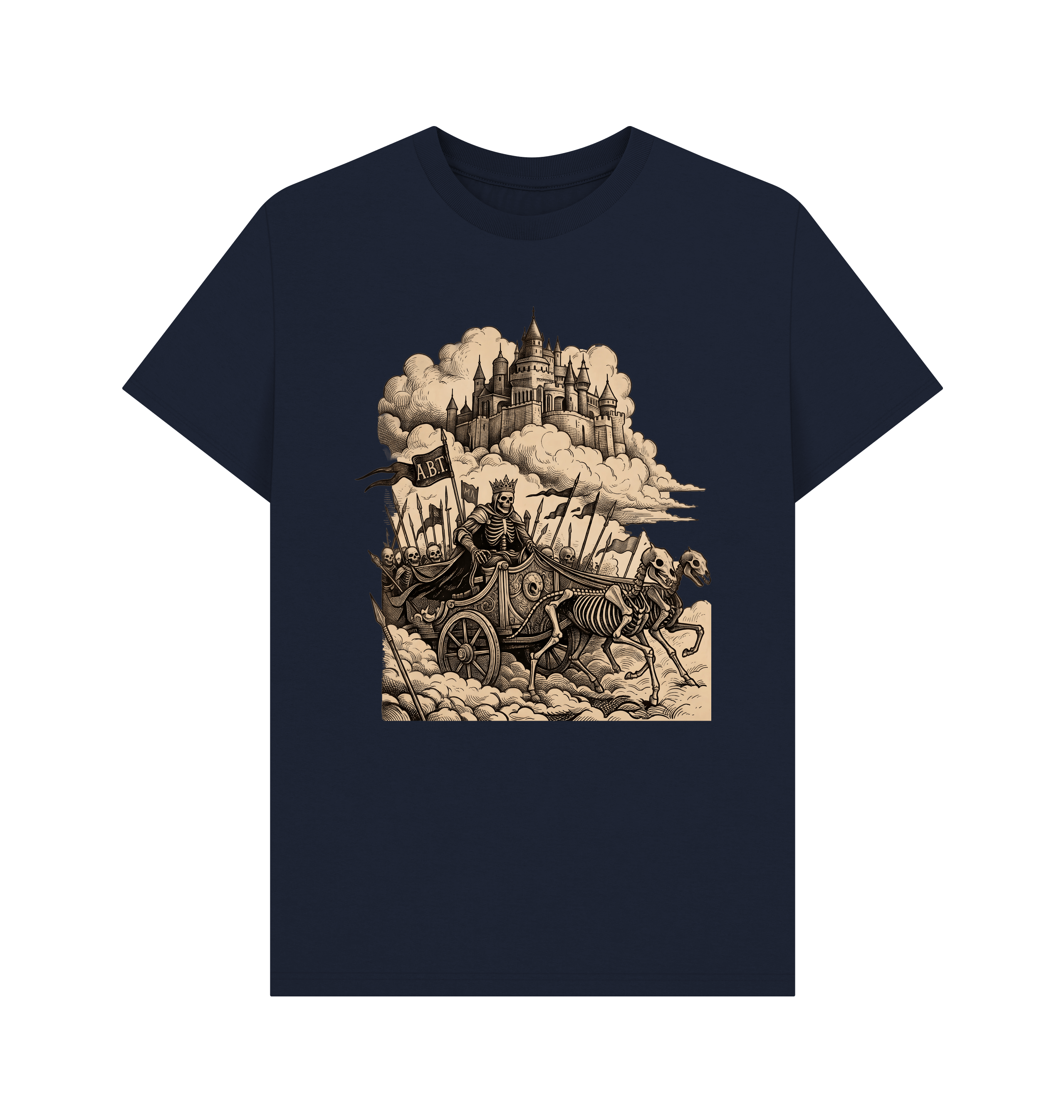 Navy Blue Printed T-shirt Front