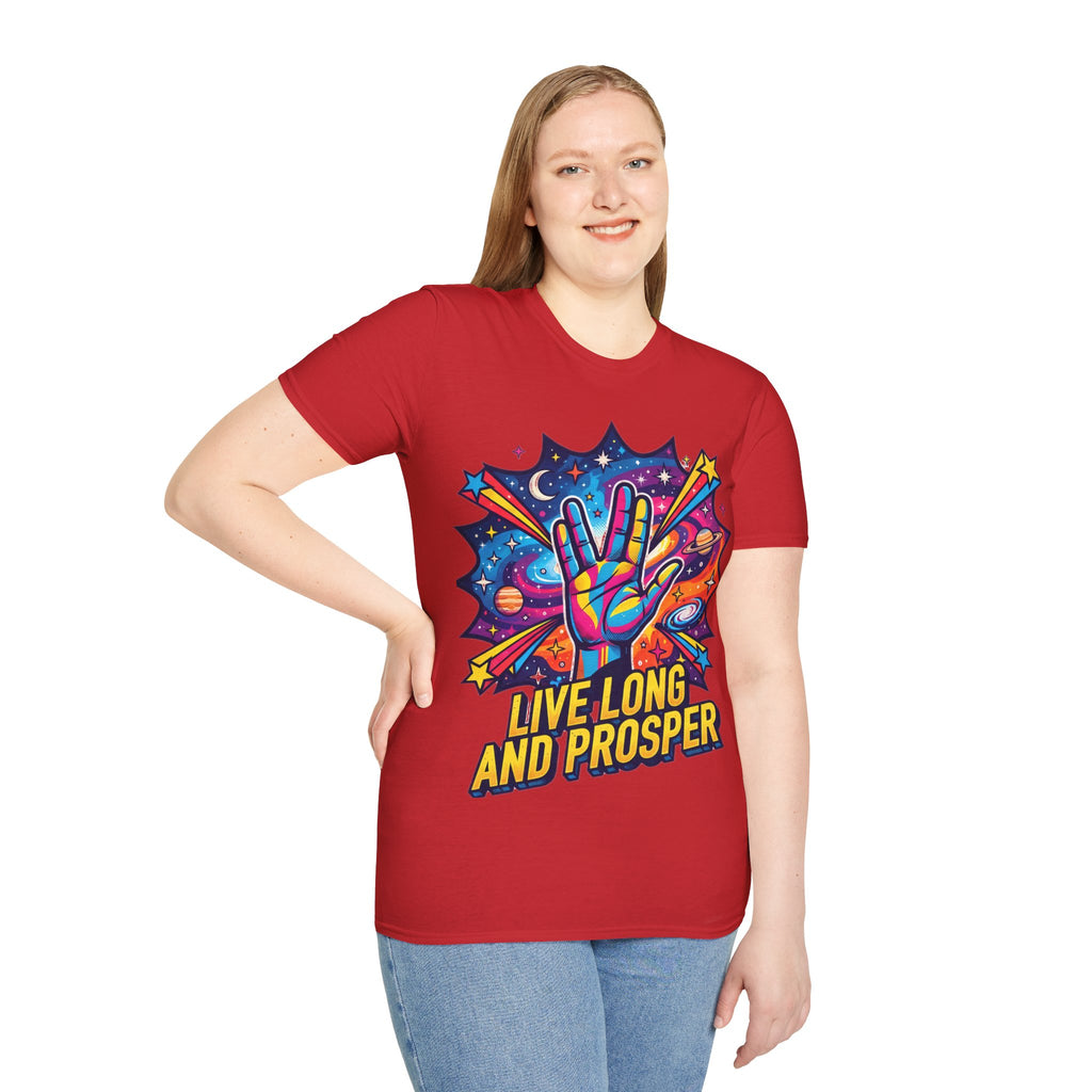 Live Long and Prosper T-Shirt — Colorful Space Vulcan Salute Tee
