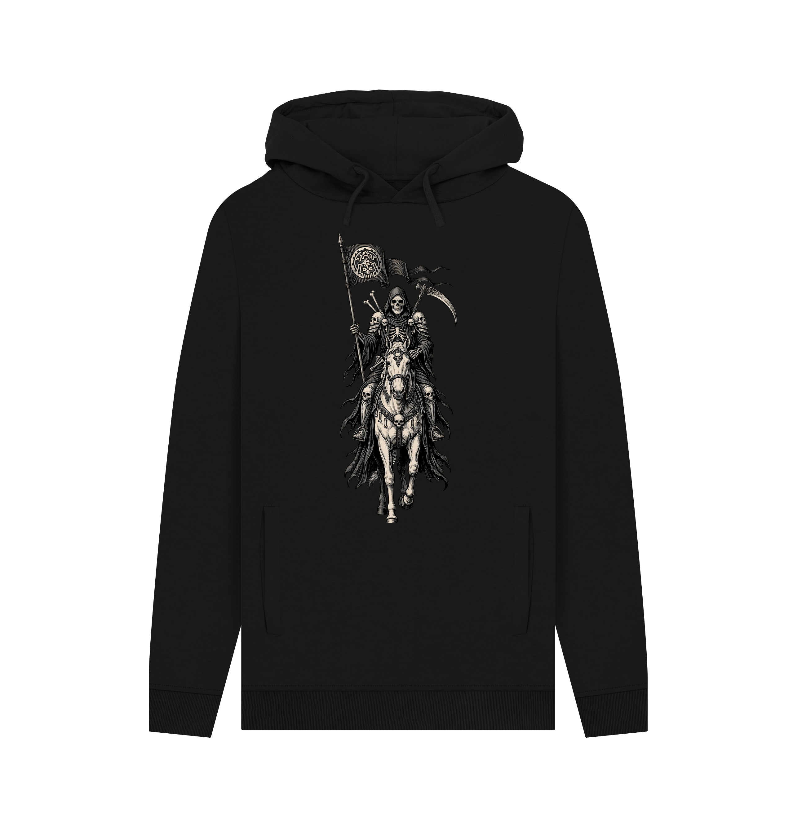Black Printed Hoody Front