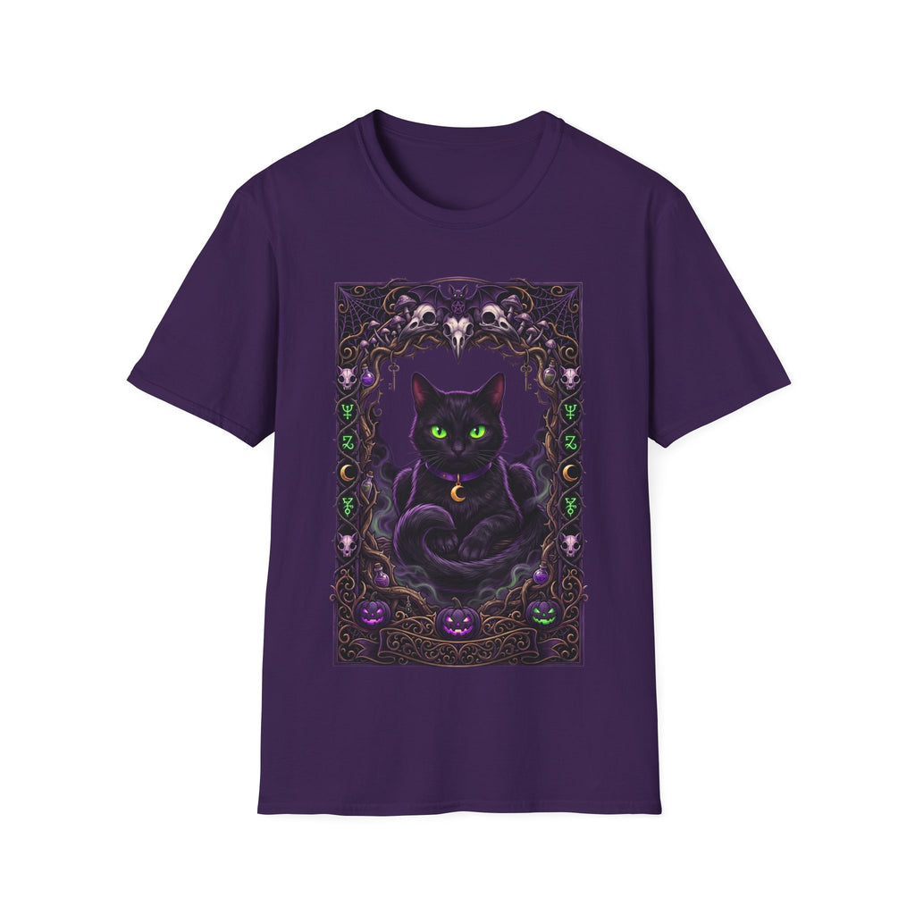 Mystic Green-Eyed Cat Tee - Gothic Occult Cat Graphic T-Shirt