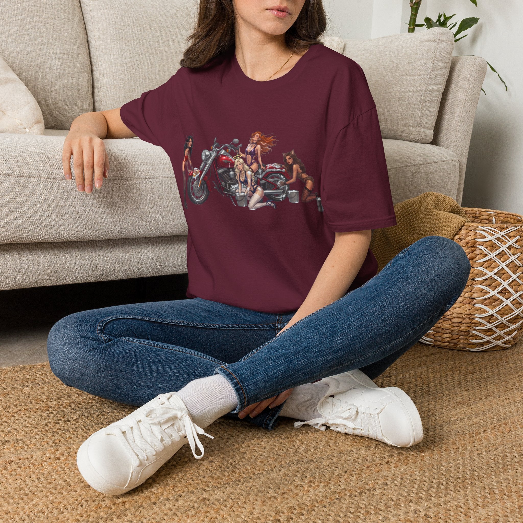 Biker Pinup T-Shirt — Vintage Motorcycle Pinup Girls Tee