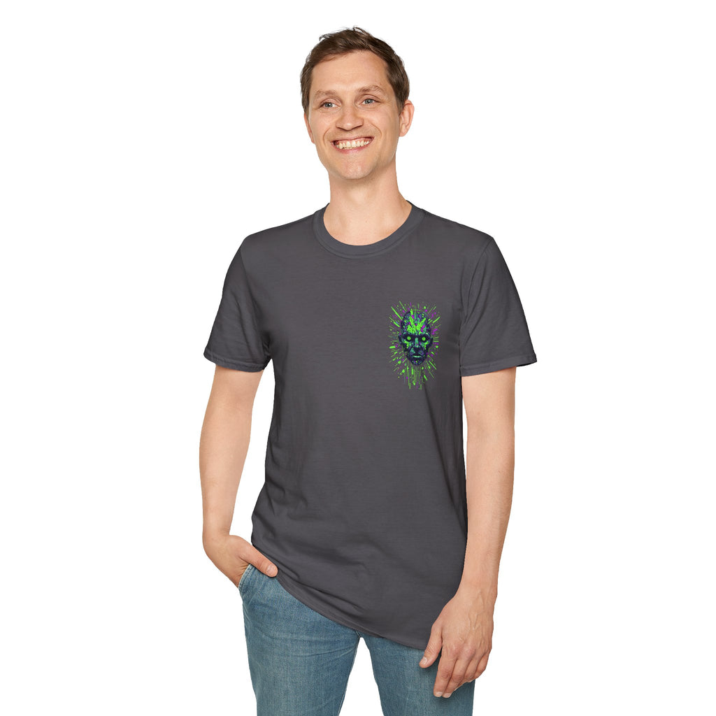 Neon Cyber Skull T-Shirt — Glowing Green Sci‑Fi Graphic Tee