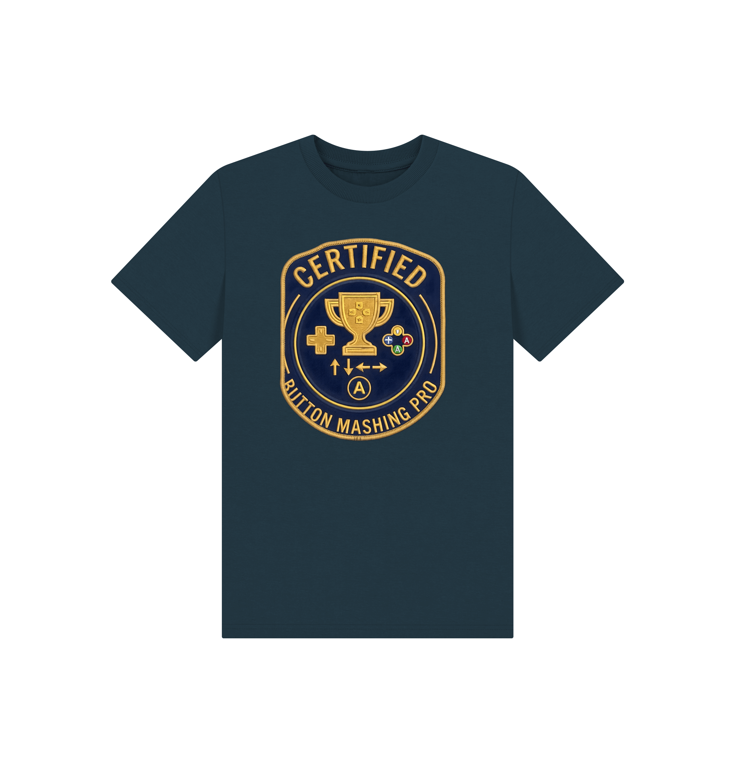 Denim Blue Printed Kids T-Shirt Front