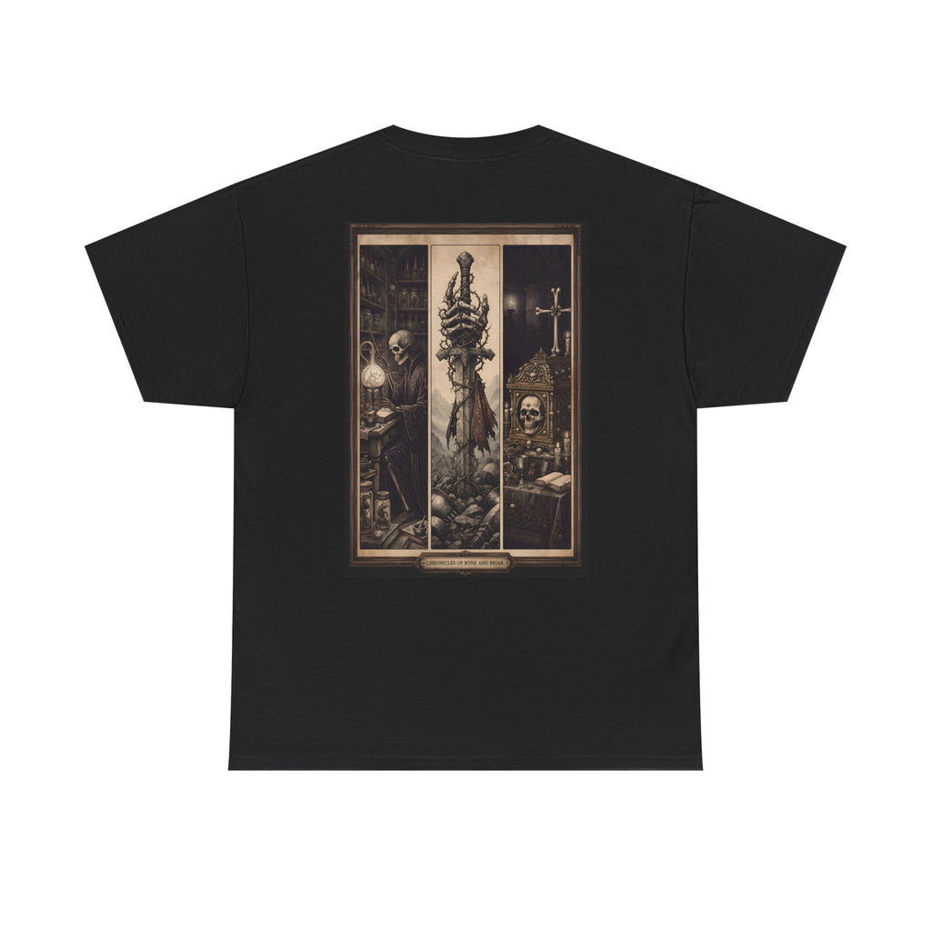 Gothic Triptych Tee — Dark Art Skeleton & Altar Graphic T-Shirt