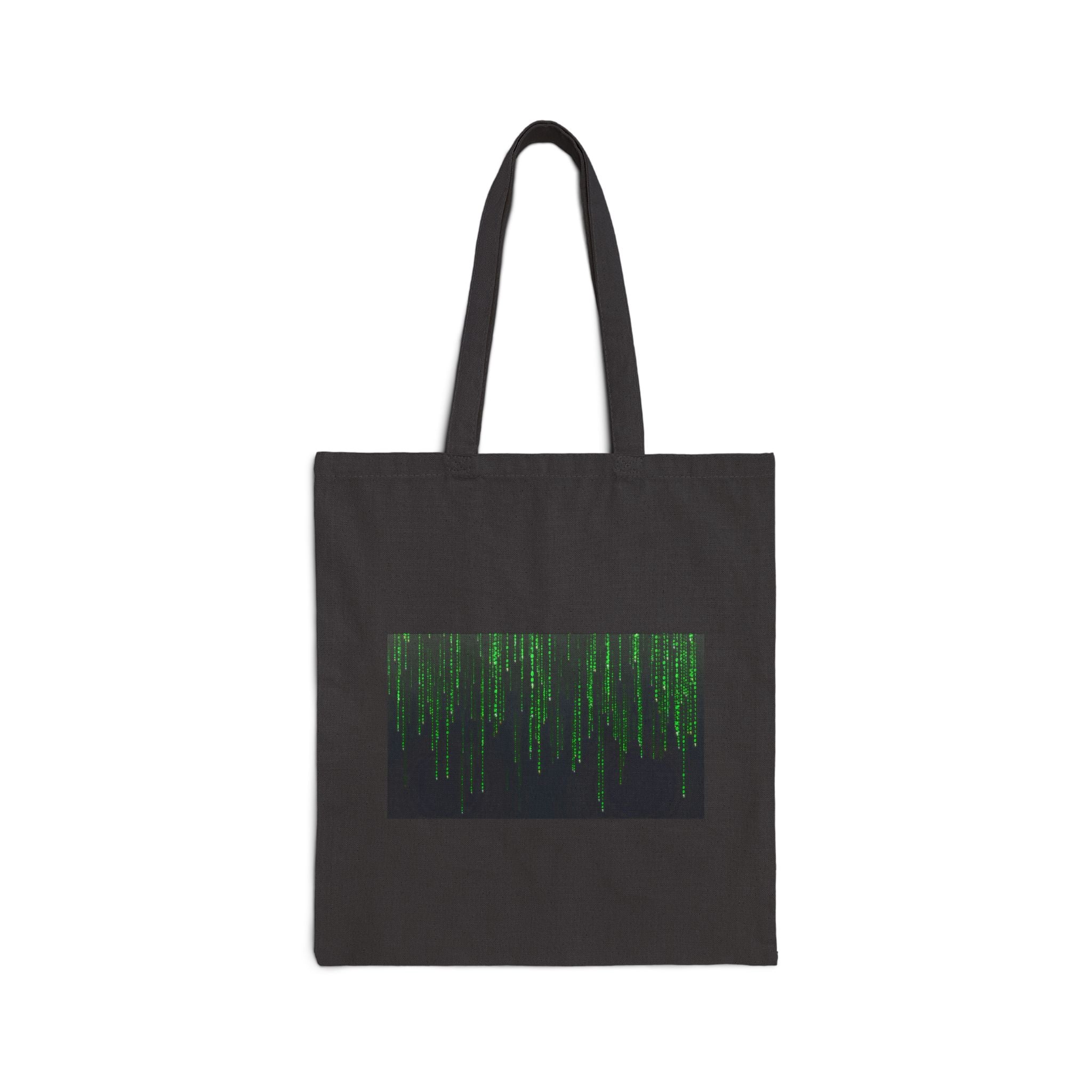 Matrix Code Canvas Tote Bag — Green Digital Rain Laptop & Grocery Tote