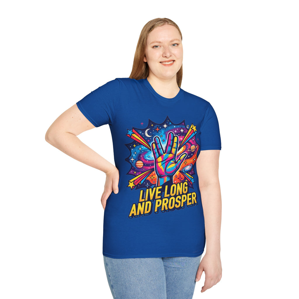 Live Long and Prosper T-Shirt — Colorful Space Vulcan Salute Tee