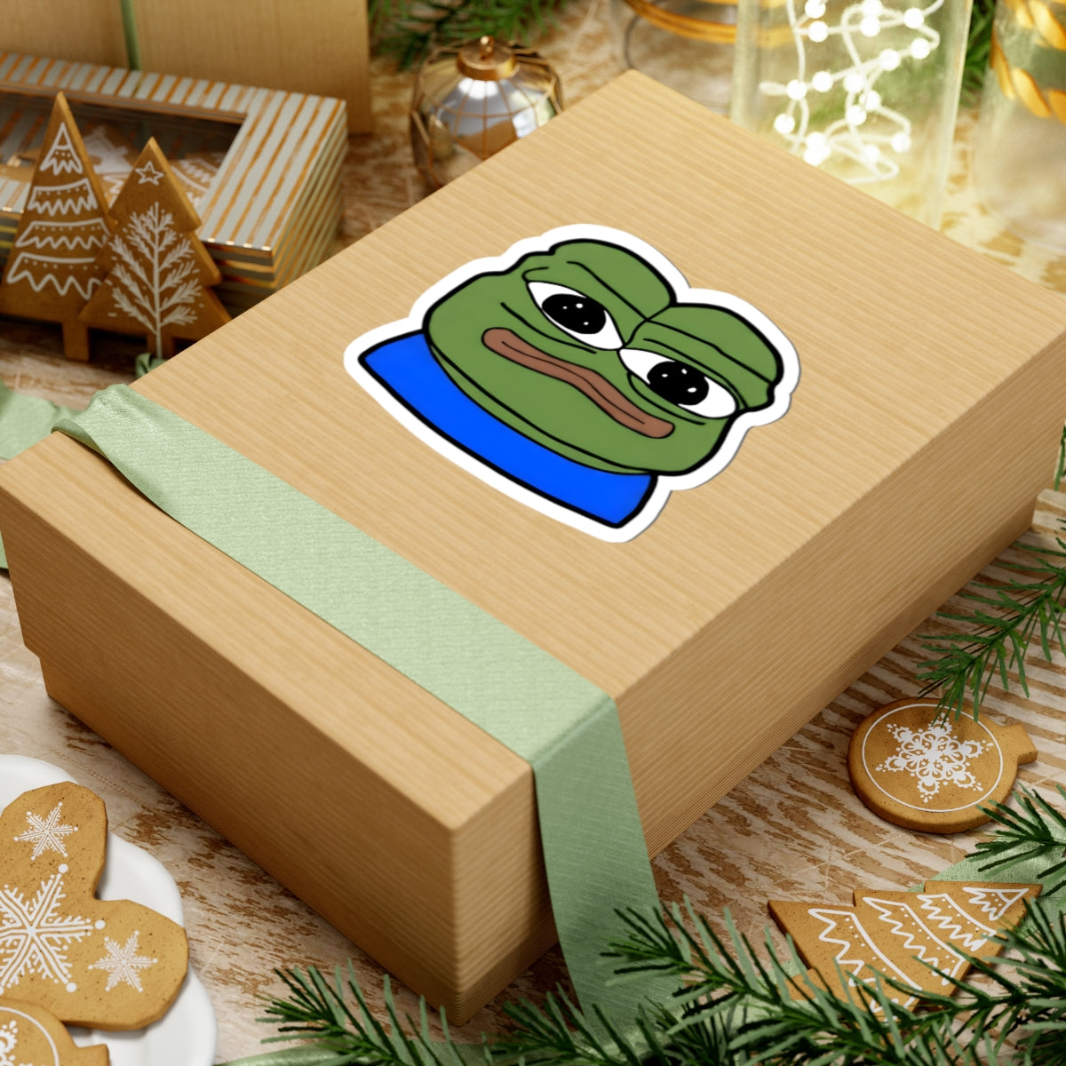 Sad Frog Pepe Sticker — Cute Meme Laptop Vinyl Kiss-Cut