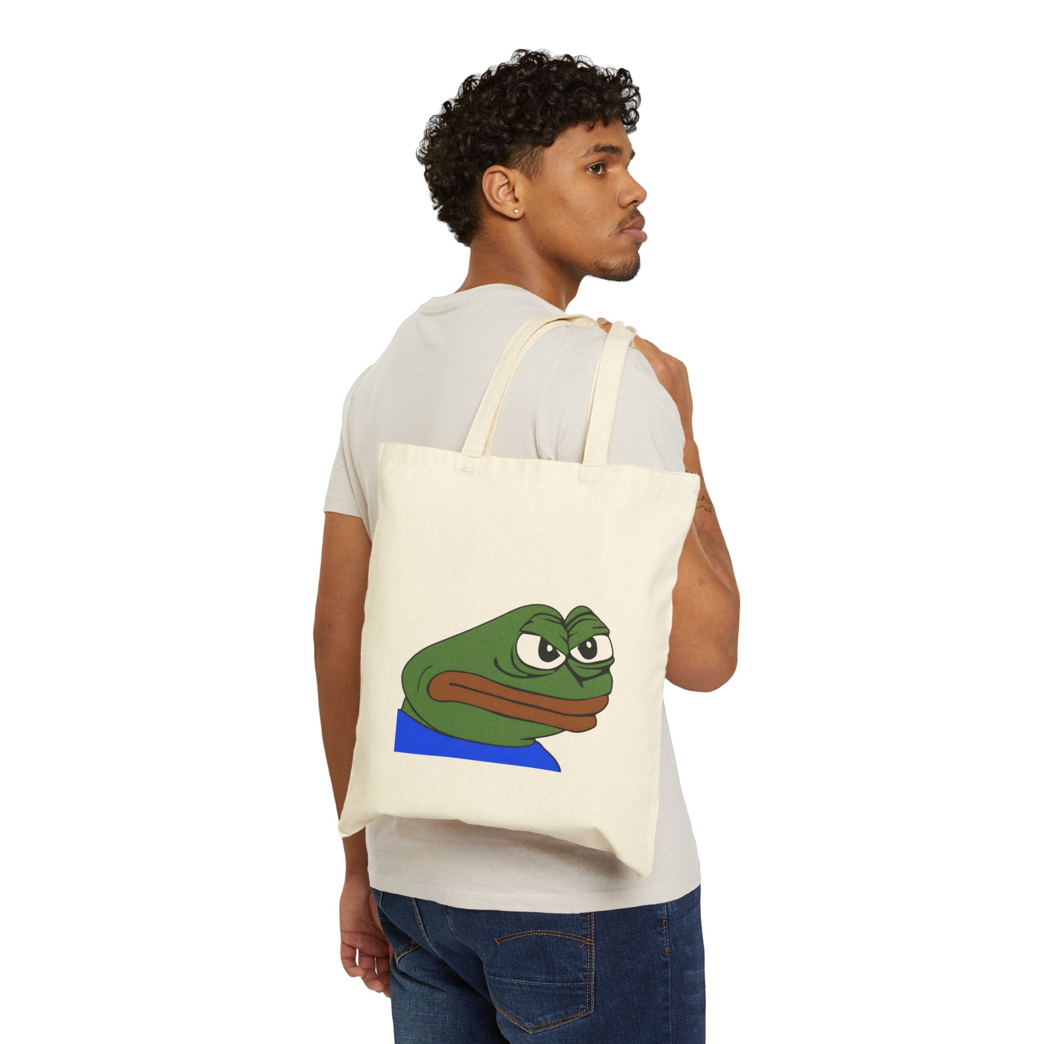 Pepe Meme Tote Bag - Funny Grumpy Frog Canvas Shopper
