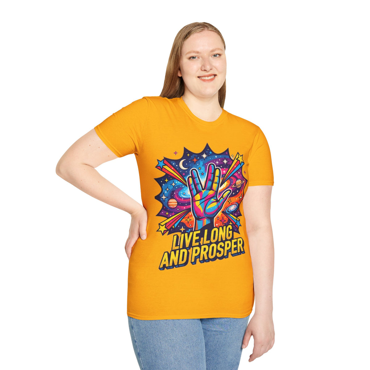 Live Long and Prosper T-Shirt — Colorful Space Vulcan Salute Tee