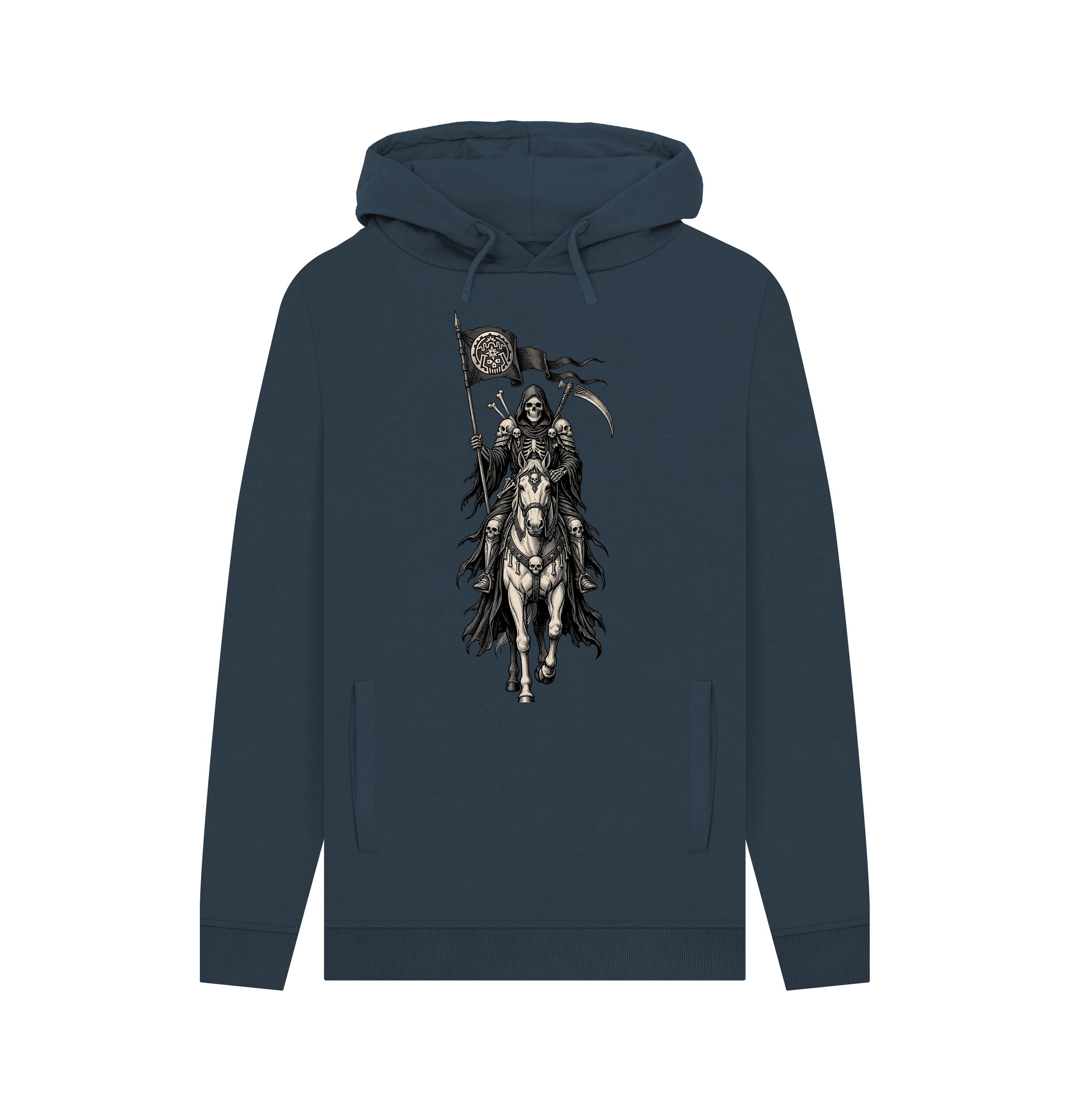 Navy Printed Hoody Front