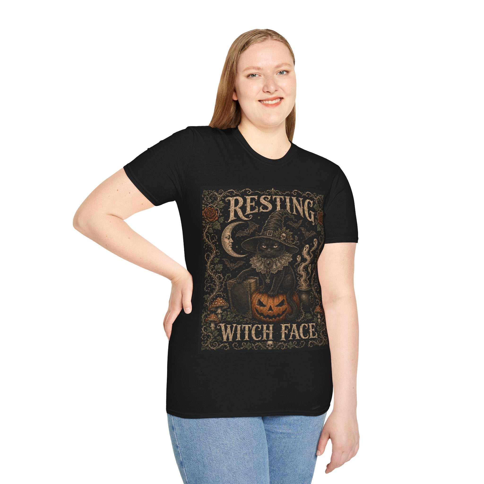 Resting Witch Face T-Shirt — Vintage Halloween Witch Graphic Tee
