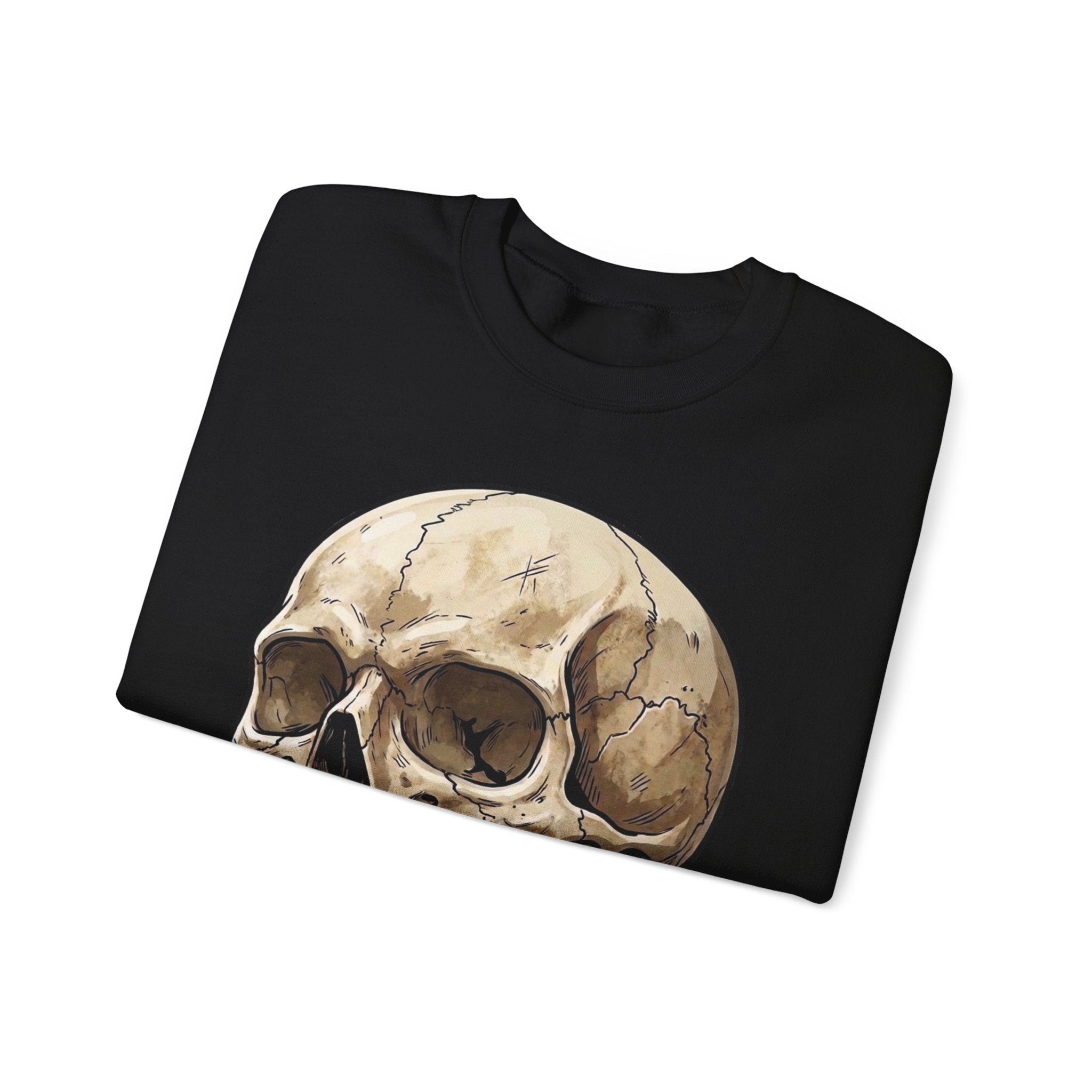 Skull Art Crewneck Sweatshirt — Vintage Anatomical Skull Graphic