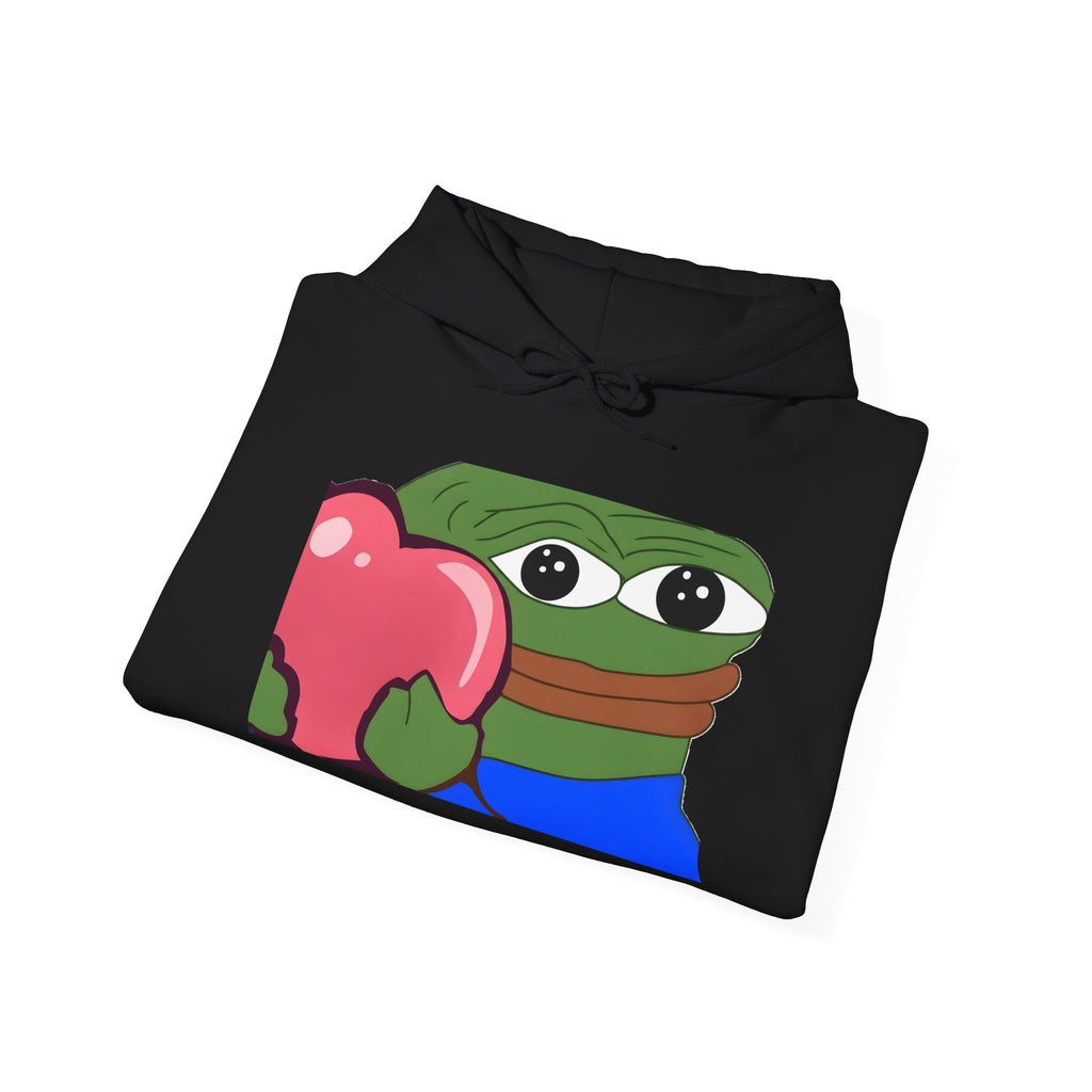 Pepe Heart Hoodie — Cute Pepe Holding Heart Graphic Pullover
