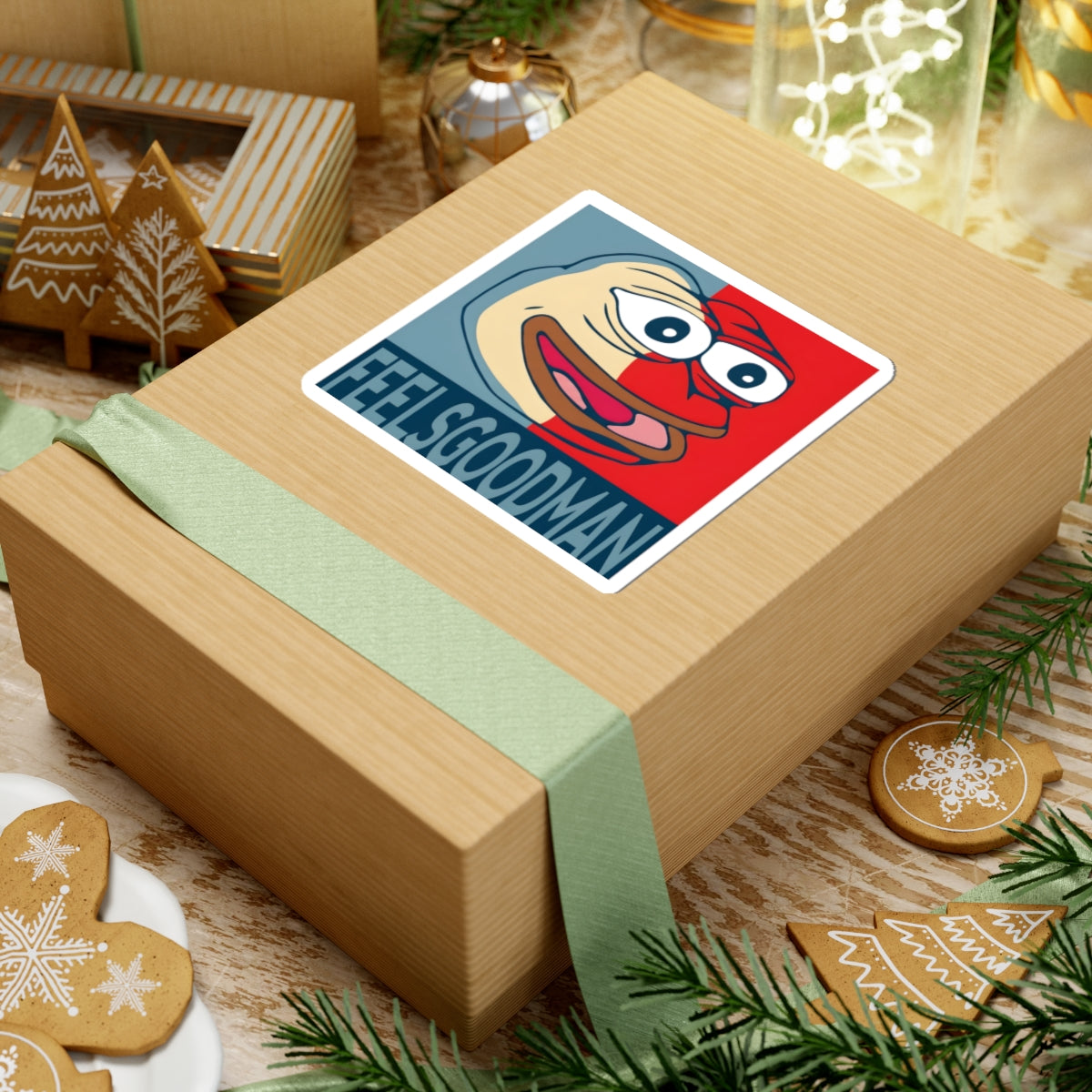 FeelsGoodMan Pepe Sticker — Retro Pop Art Kiss-Cut Vinyl Decal