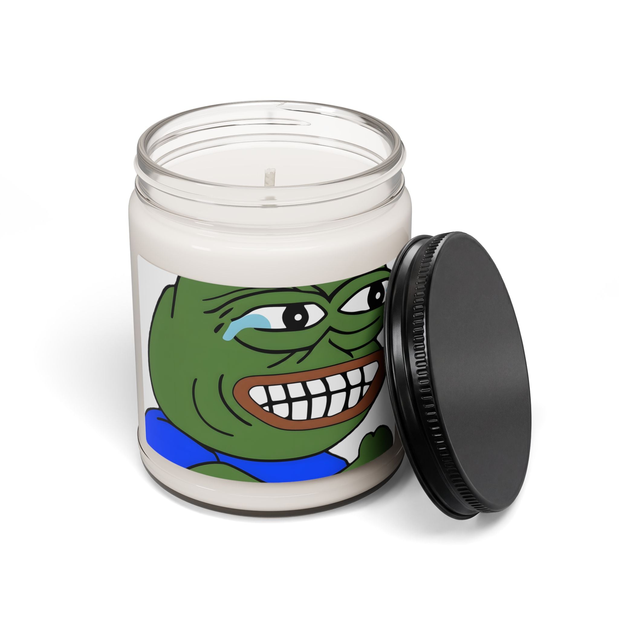 Soy Candle — Funny Pepe Grin Meme 9oz Scented Jar Candle