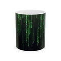 Matrix Code Ceramic Mug — Retro Hacker Green Rain Coffee Cup (11oz, 15oz)