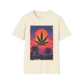 Cannabis Sunset T-Shirt — Retro Palm Leaf Marijuana Graphic Tee