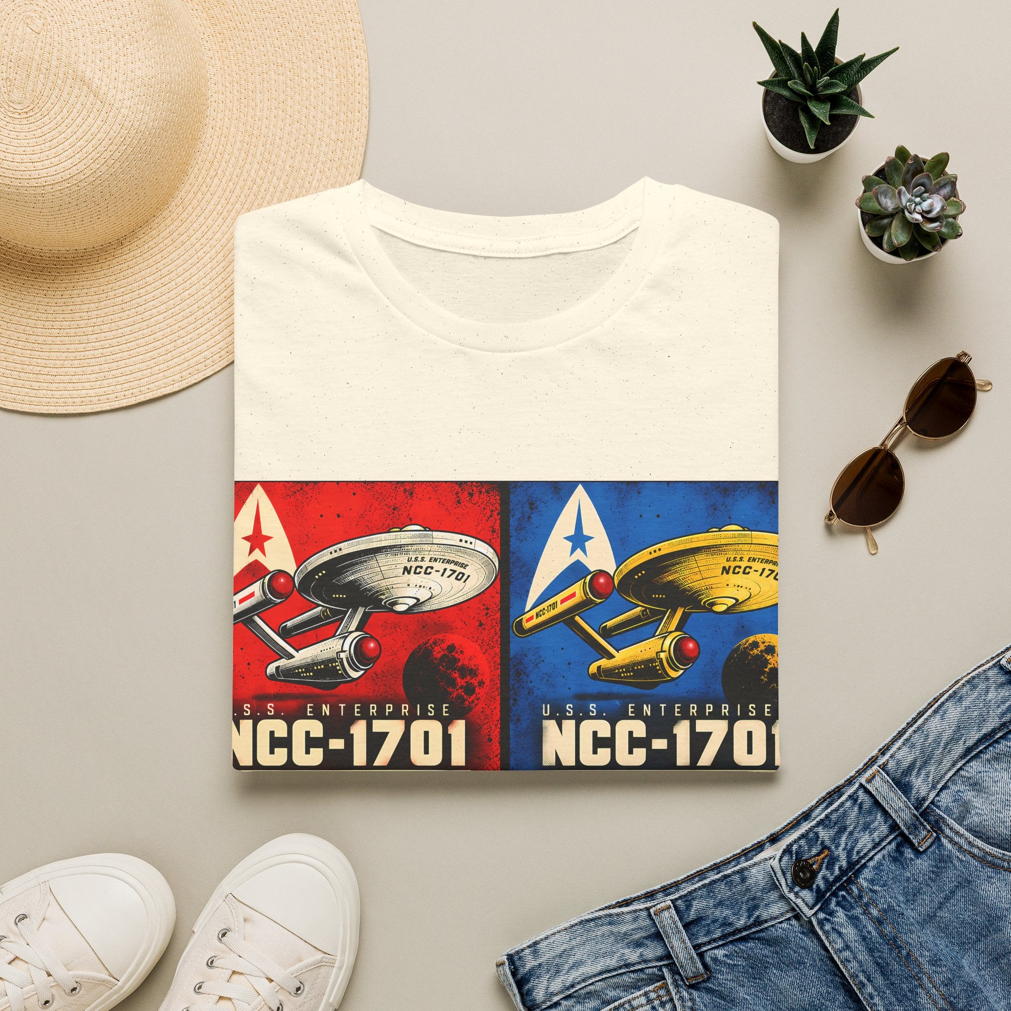Retro Pop Art Starship NCC-1701 Crew Tee