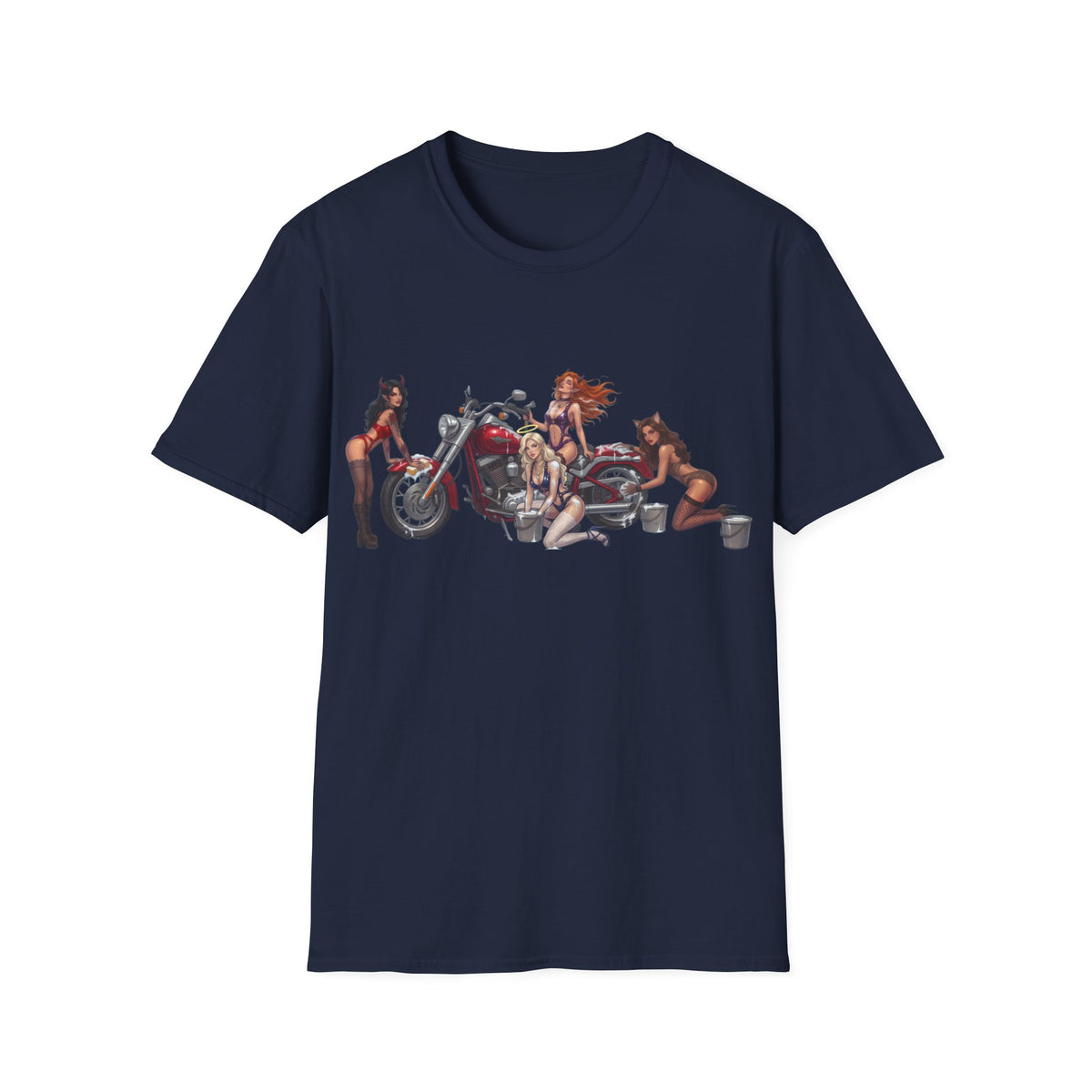 Biker Pinup T-Shirt — Vintage Motorcycle Pinup Girls Tee