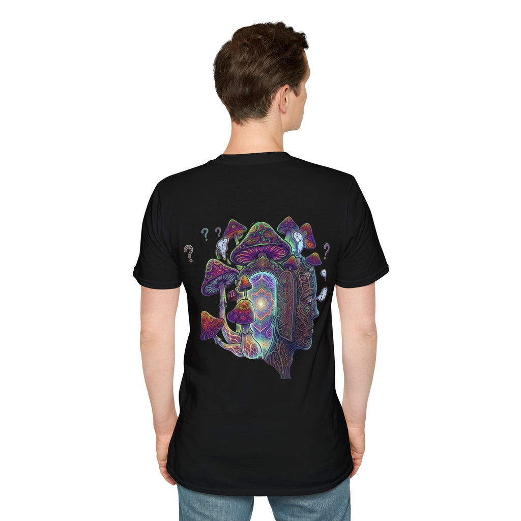 Mystical Prism Pocket T-Shirt — Colorful Cosmic Cat Graphic