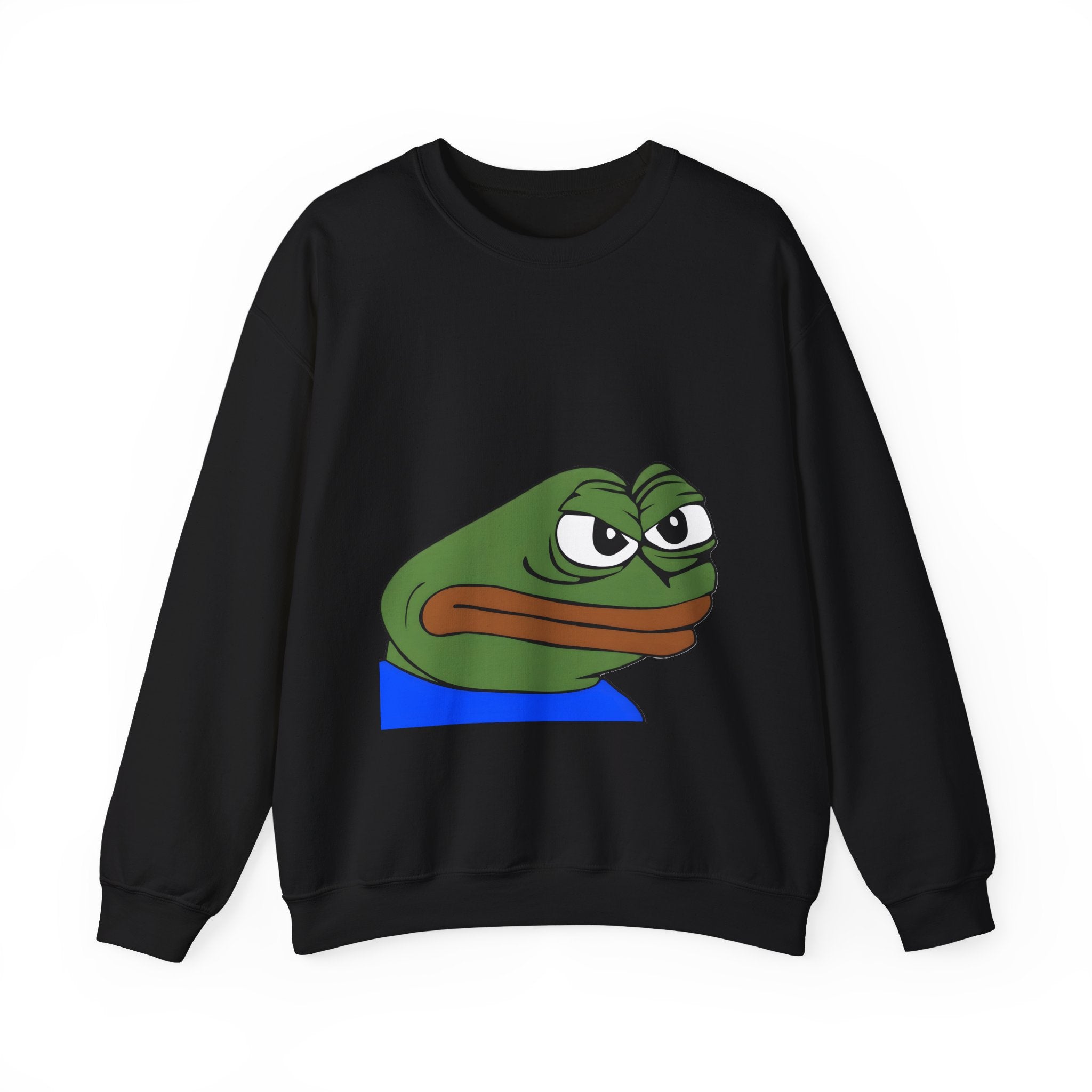 Pepe Meme Crewneck Sweatshirt — Grumpy Frog Graphic Pullover