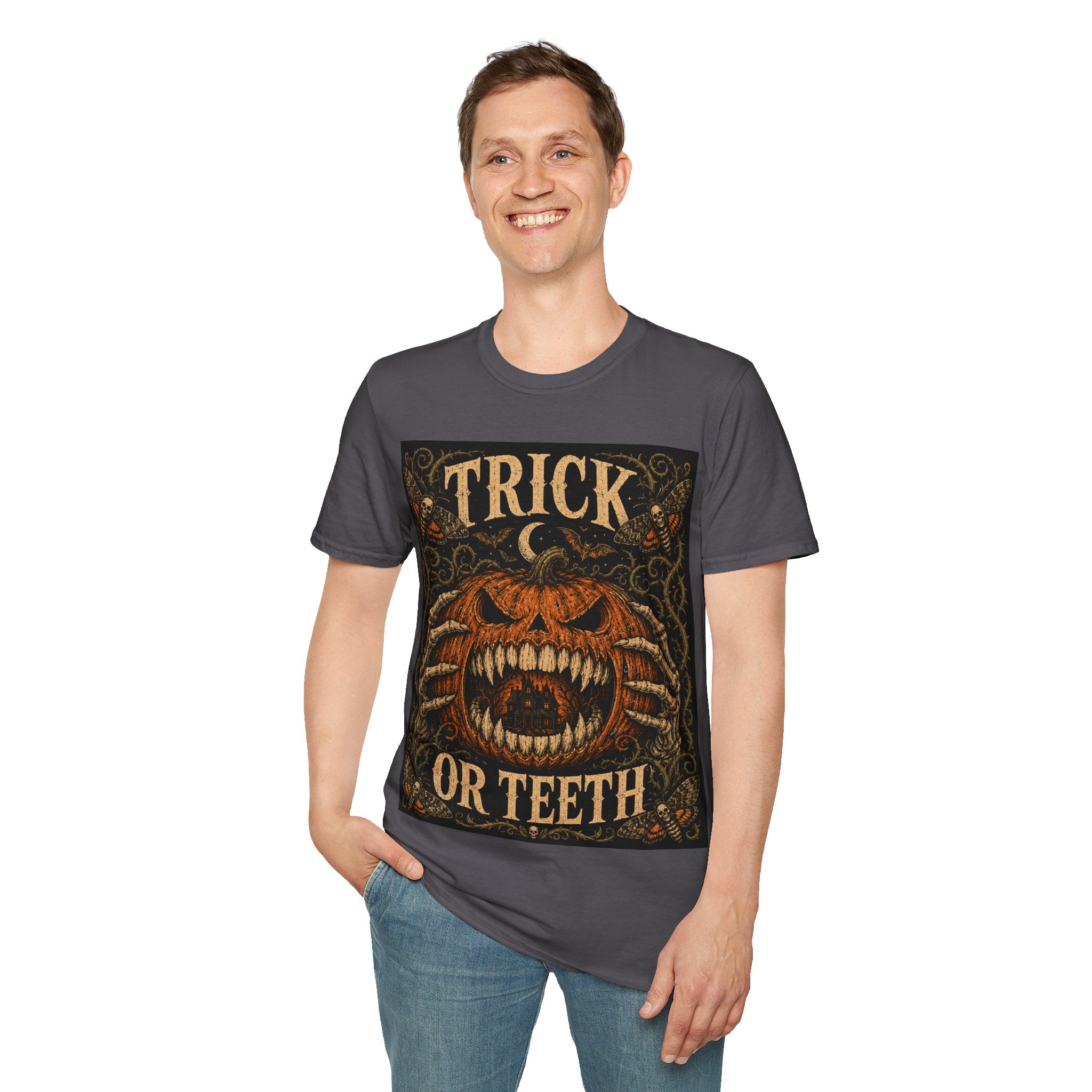 Halloween 'Trick or Teeth' T-Shirt — Vintage Scary Pumpkin Graphic