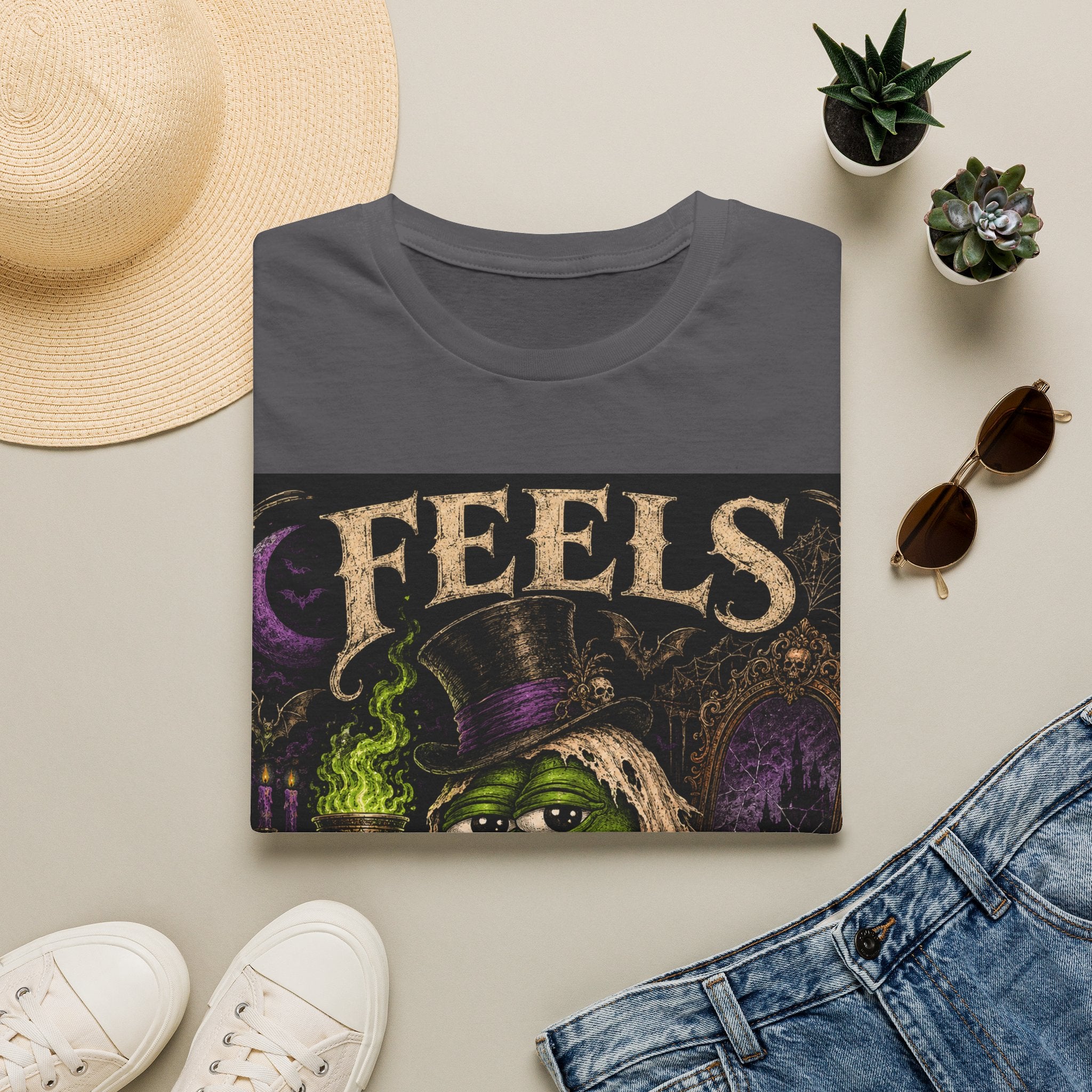 Feels Ghoul Halloween T‑Shirt — Spooky Witch Pepe Graphic