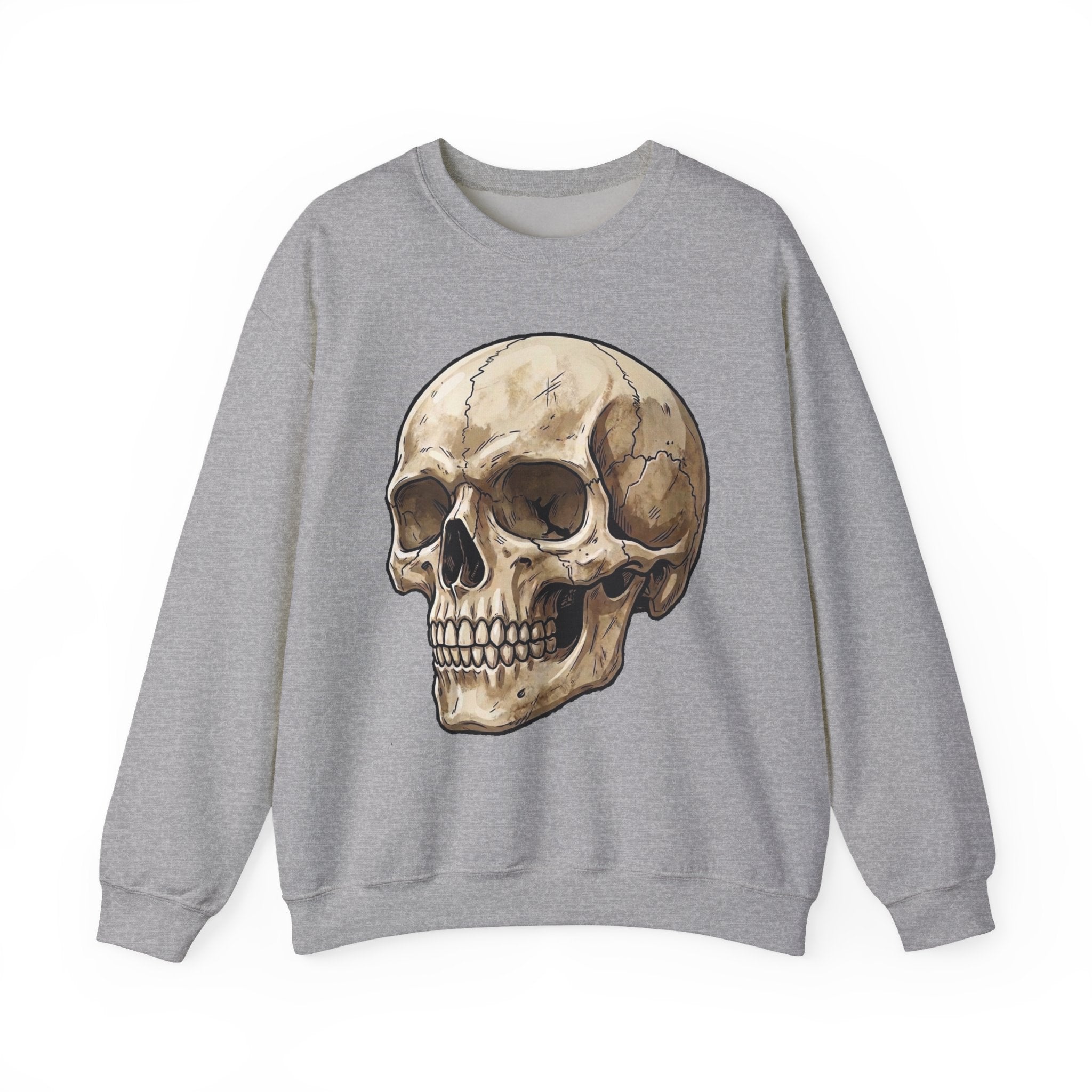 Skull Art Crewneck Sweatshirt — Vintage Anatomical Skull Graphic