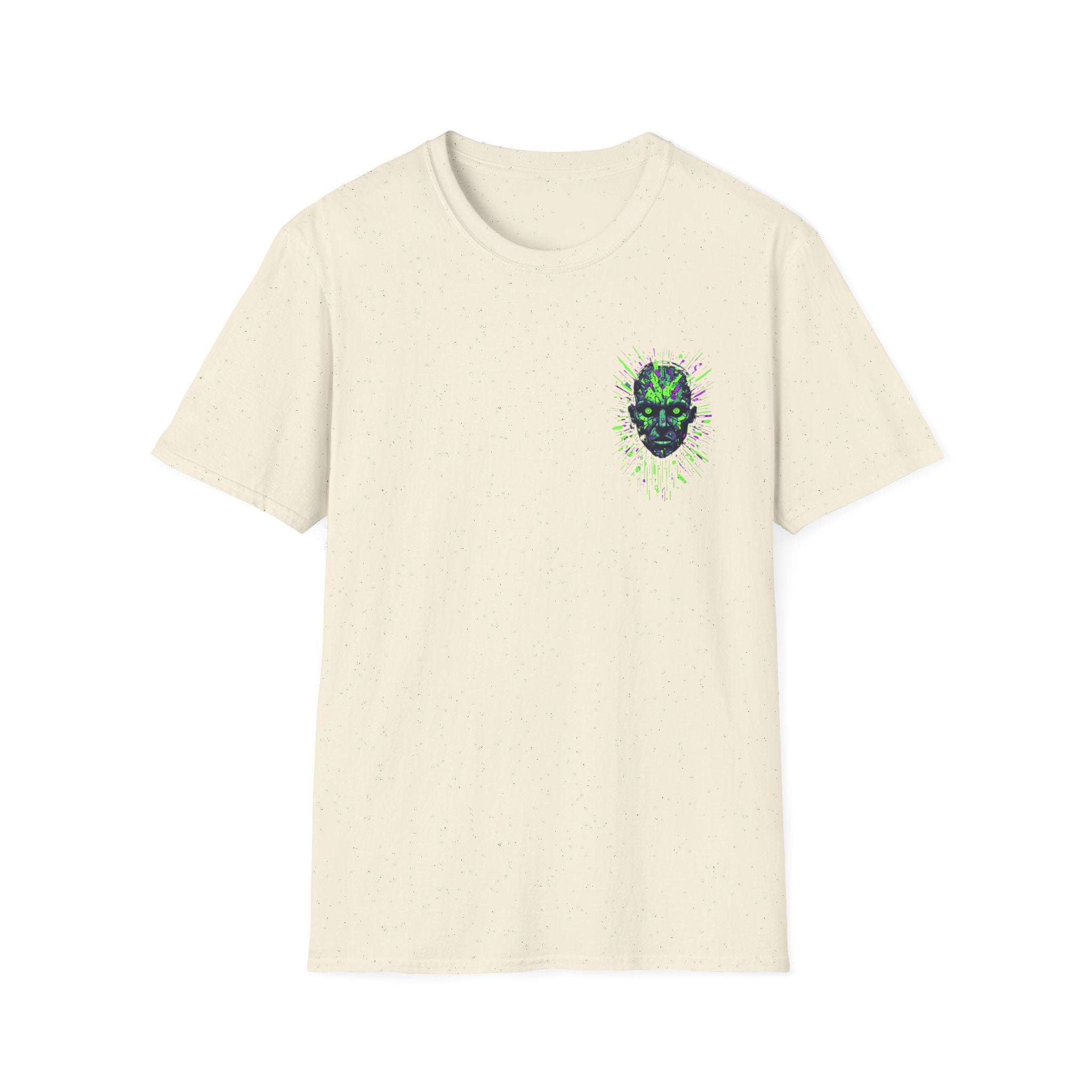 Neon Cyber Skull T-Shirt — Glowing Green Sci‑Fi Graphic Tee