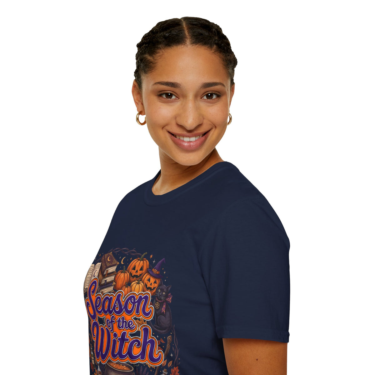 Season of the Witch Halloween T-Shirt — Pumpkin, Witch Hat & Spellbook Tee