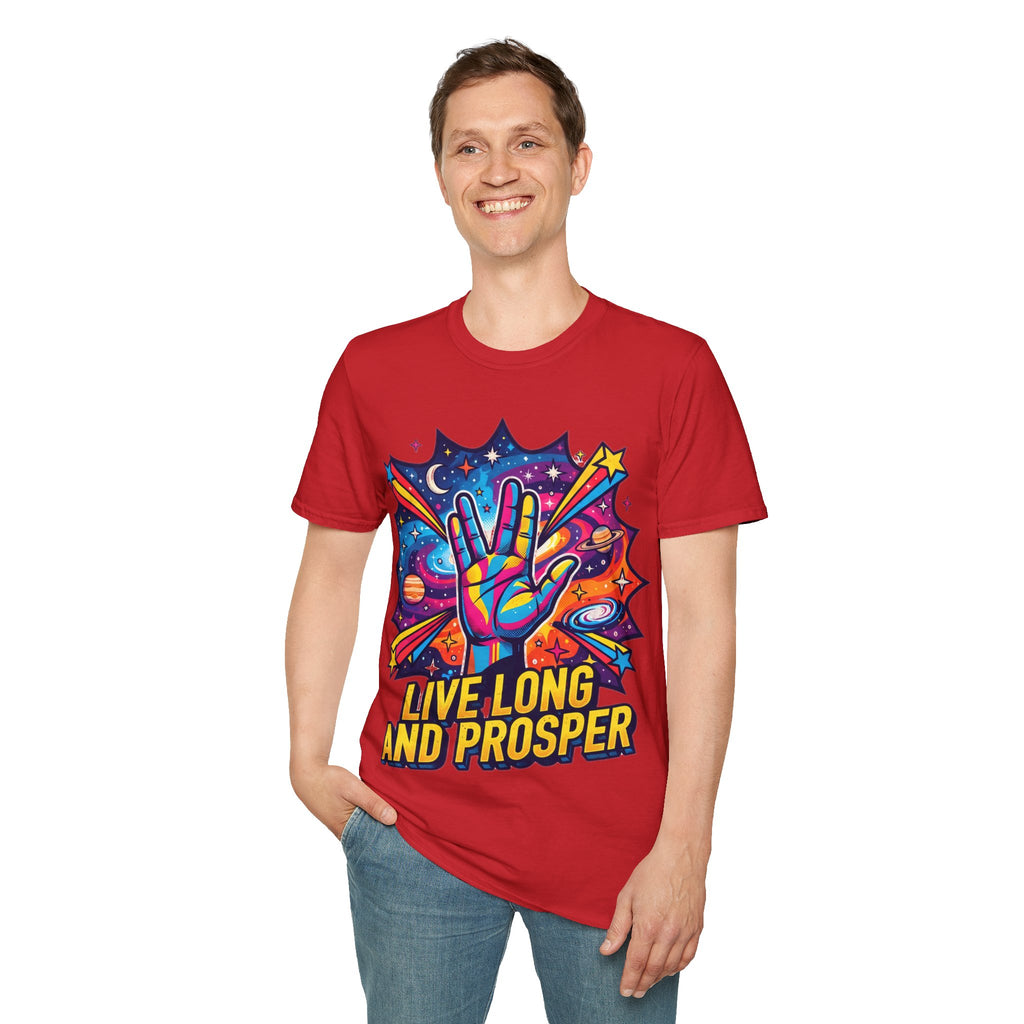 Live Long and Prosper T-Shirt — Colorful Space Vulcan Salute Tee