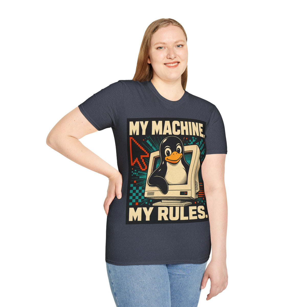 Retro Tux Penguin Tee — "My Machine, My Rules" Vintage Computer T-Shirt