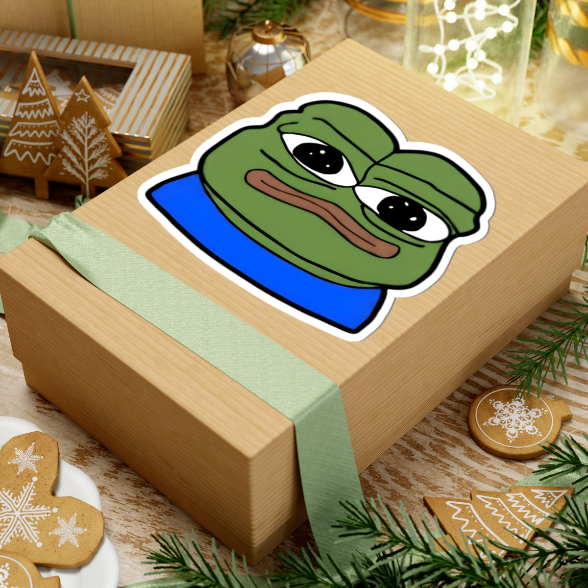 Sad Frog Pepe Sticker — Cute Meme Laptop Vinyl Kiss-Cut