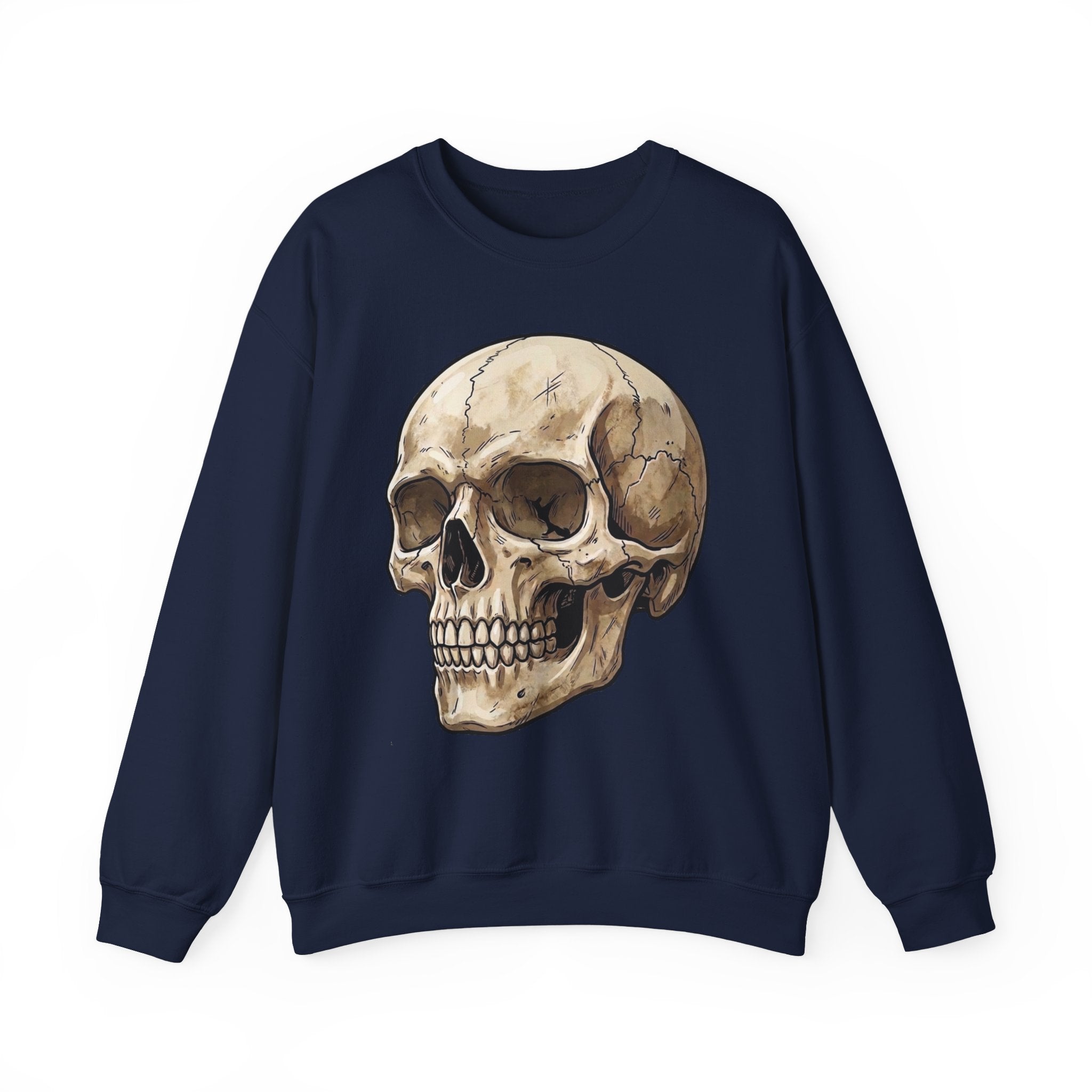 Skull Art Crewneck Sweatshirt — Vintage Anatomical Skull Graphic