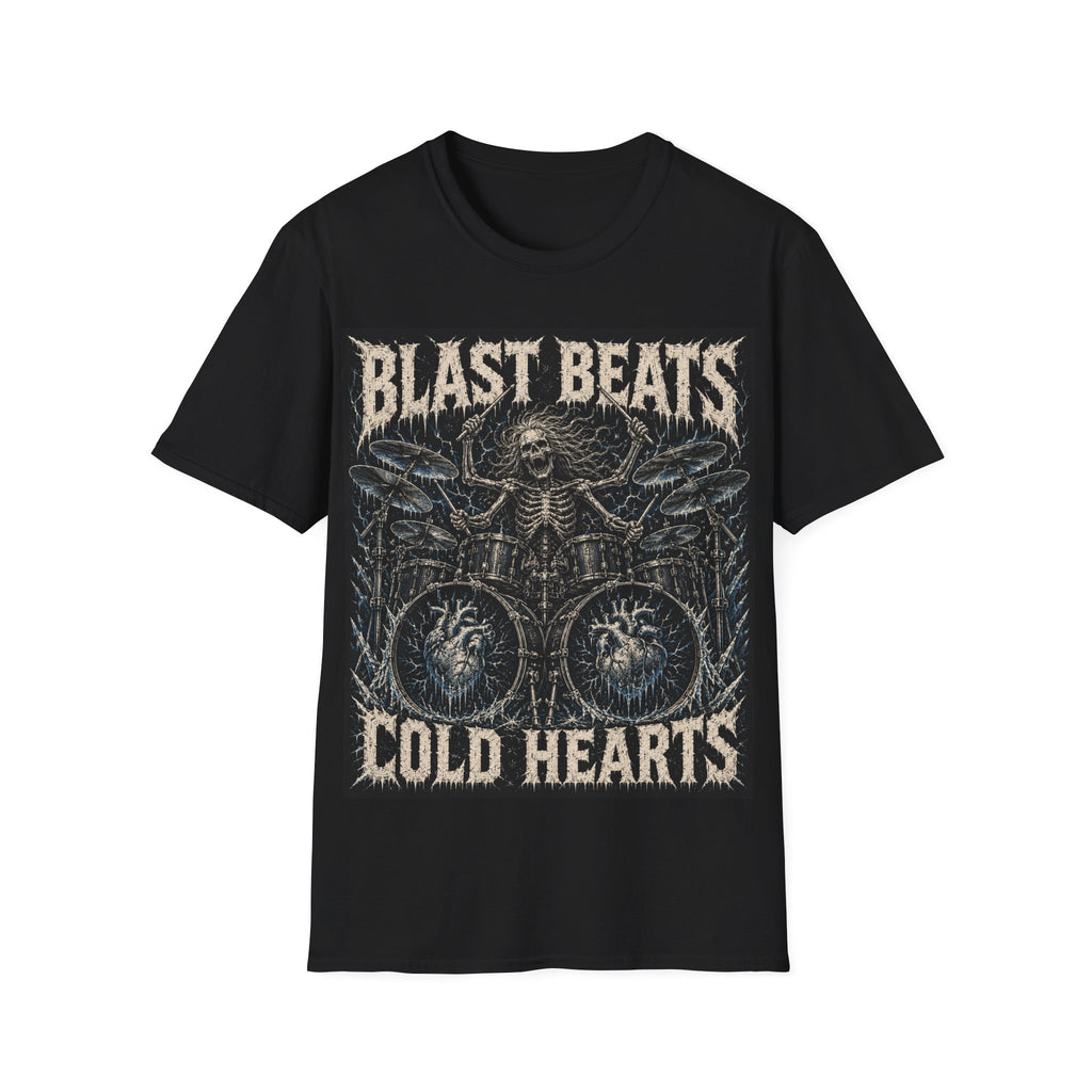 Blast Beats Heavy Metal T‑Shirt — Skeleton Drummer Band Tee
