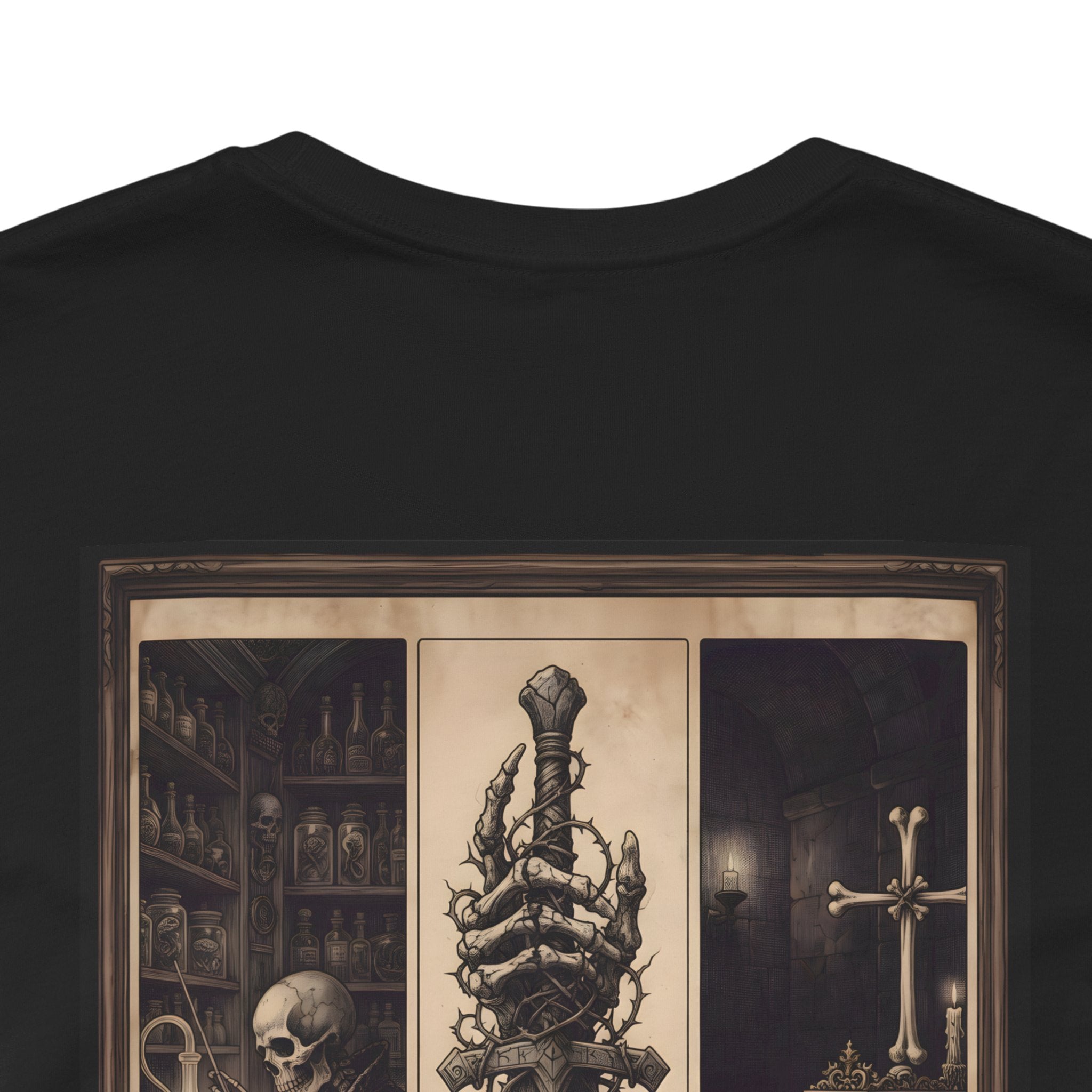 Dark Tarot-Inspired Graphic Tee — Hanging Hand & Occult Illustration