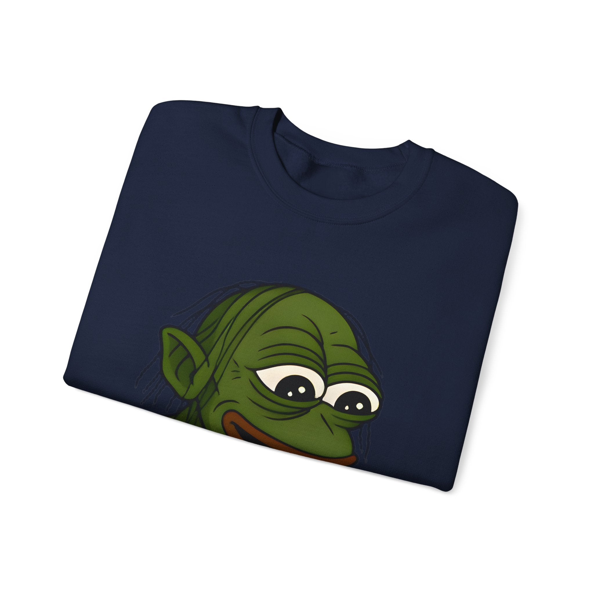 Crewneck Sweatshirt — Cartoon Goblin Holding Ring Graphic