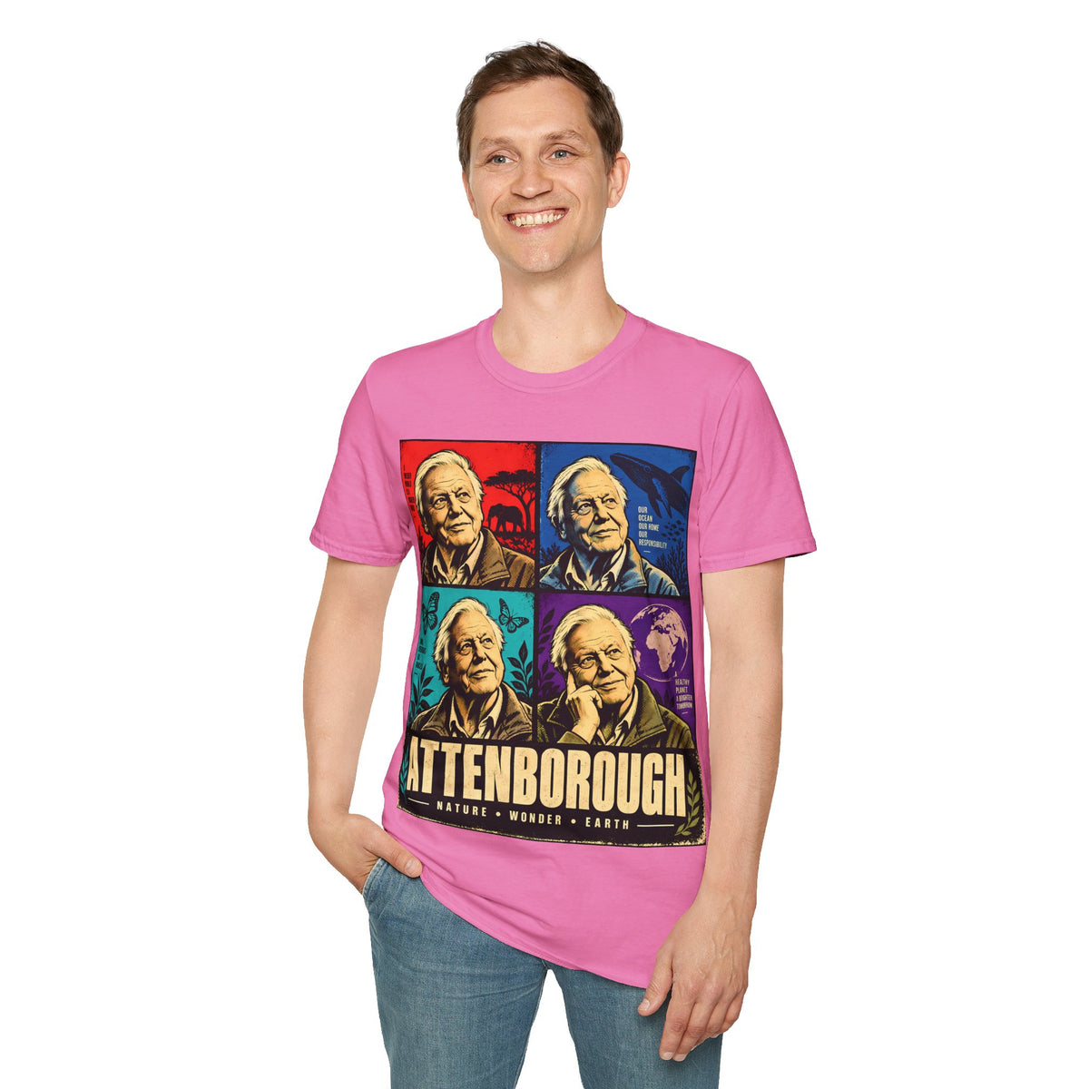 David Attenborough Pop Art T-Shirt — Vintage Wildlife Conservation Tee