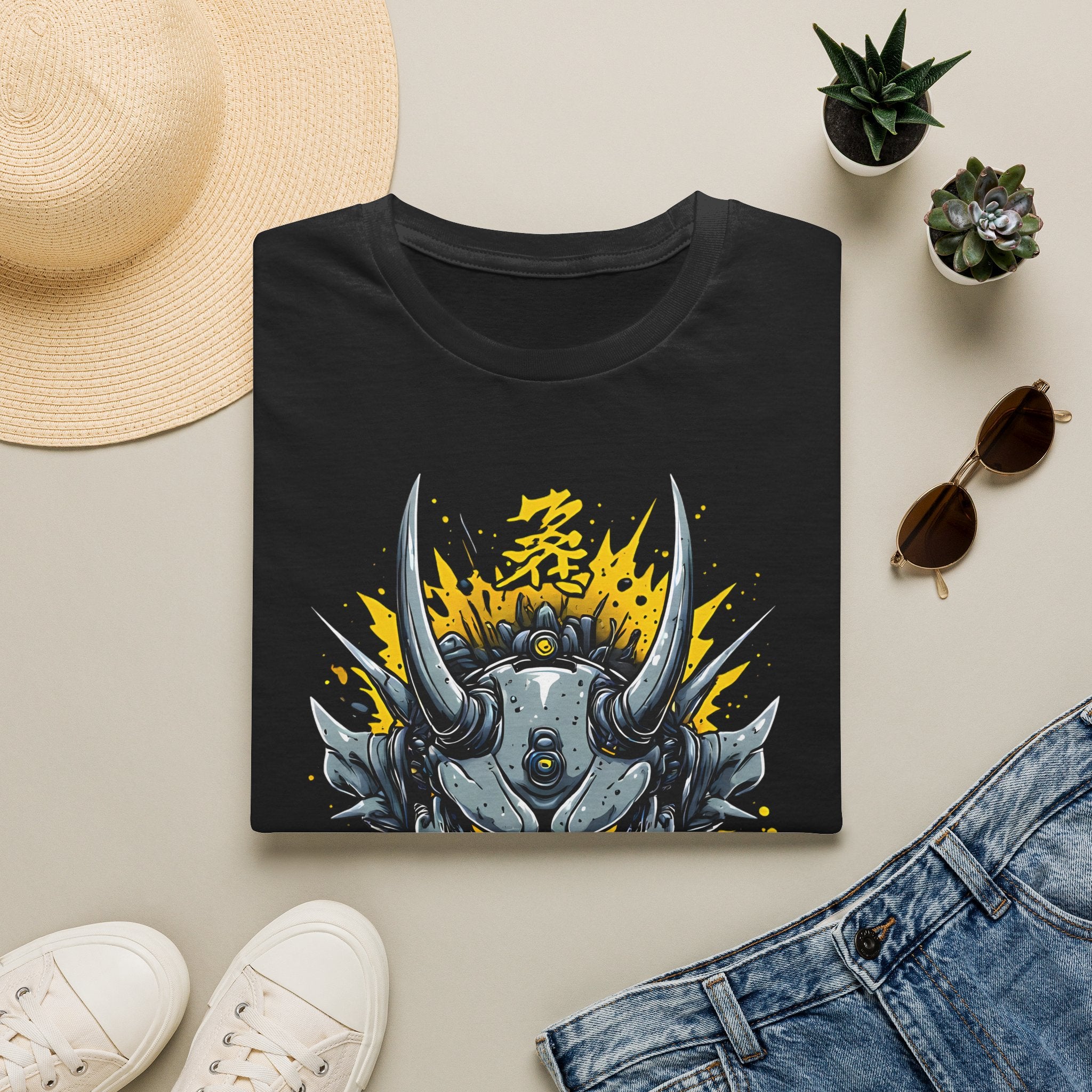 Demonic Oni Helmet T‑Shirt — Japanese Samurai Mask Graphic Tee