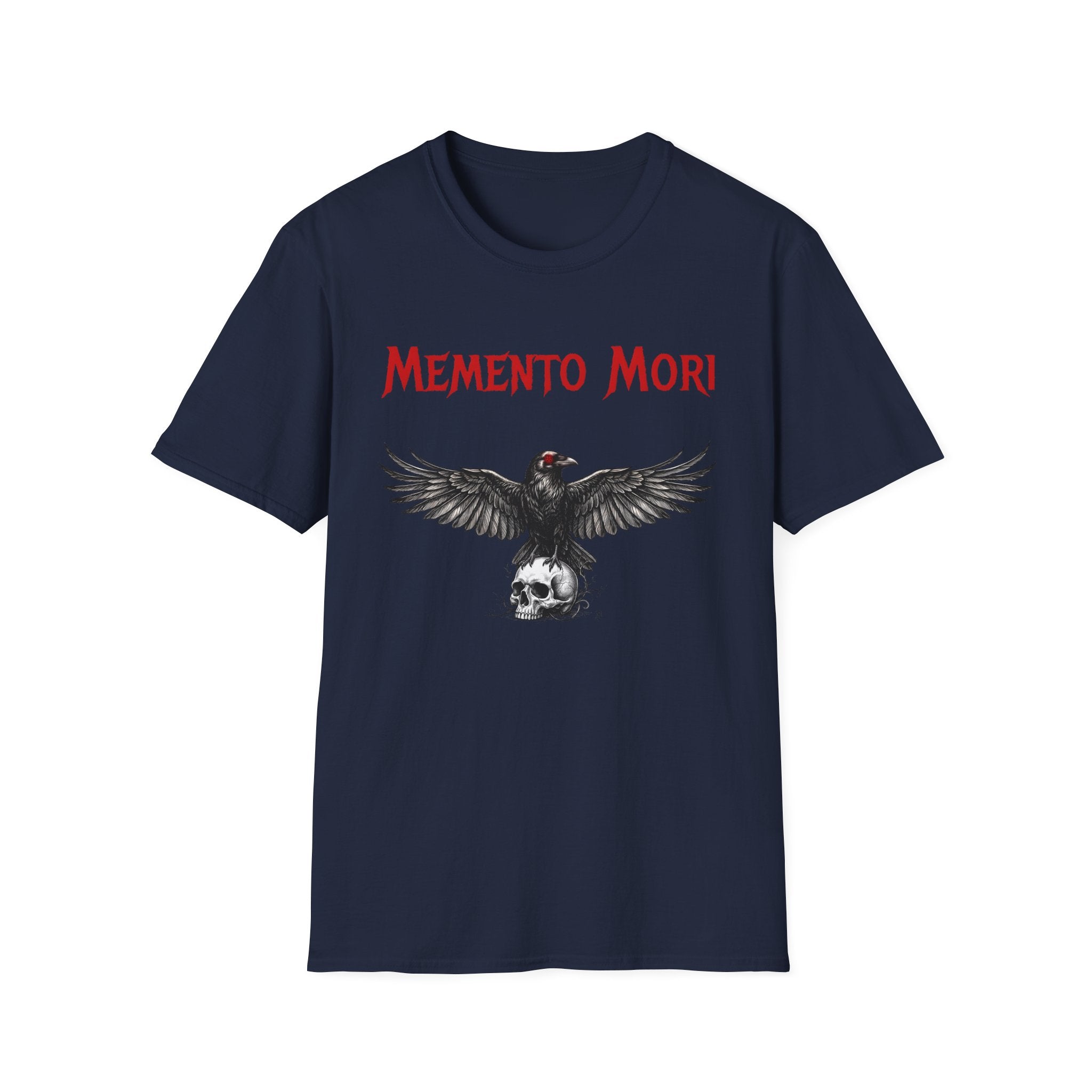 momento mori gothic dark fantasy crow t shirt, product image showing the garment or product detail.