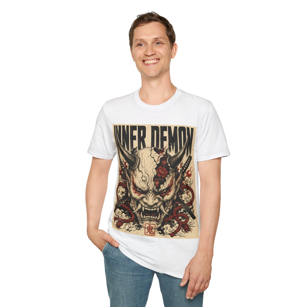 Inner Demon Graphic T-Shirt — Horror Skull Oni Design