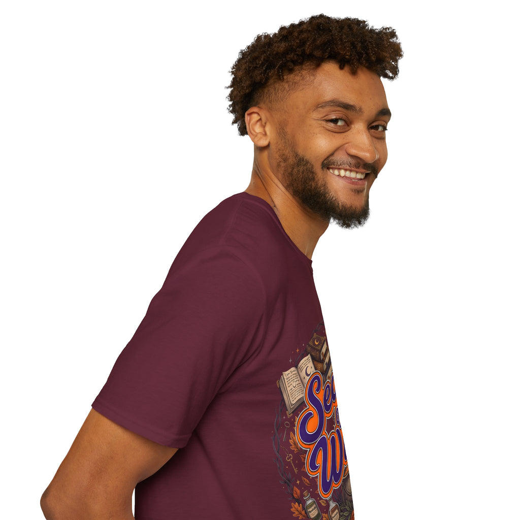 Season of the Witch Halloween T-Shirt — Pumpkin, Witch Hat & Spellbook Tee