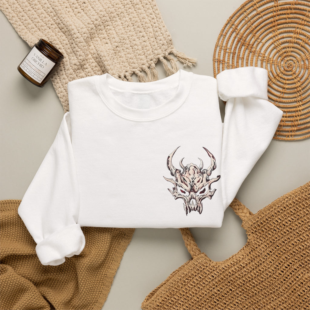 Dragon Skull Crewneck Sweatshirt — Gothic Eastern Dragon Chest Graphic