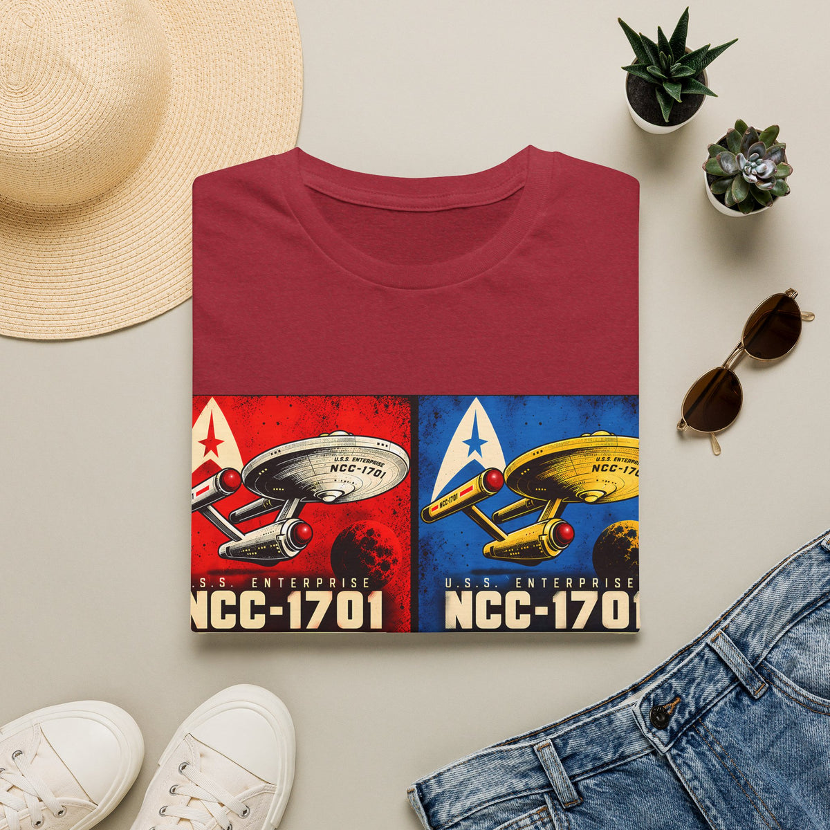 Retro Pop Art Starship NCC-1701 Crew Tee